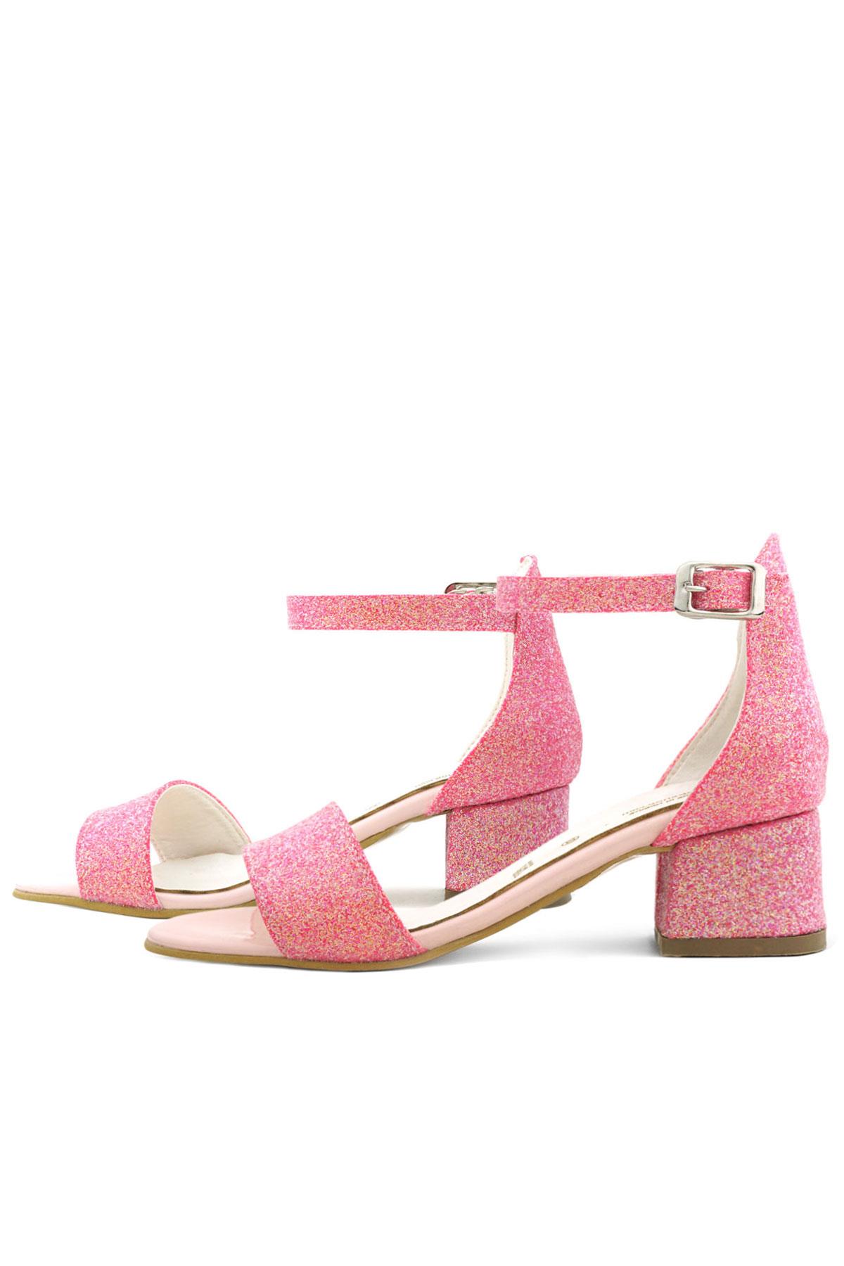 Lilo Simli Fuşya Pembe Tek Bantlı Kız Çocuk Topuklu Abiye Ayakkabı B609-FUS.30