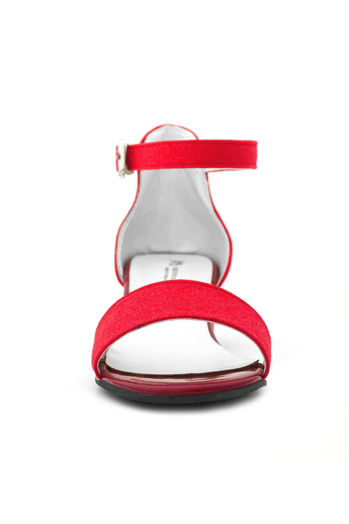 Lilo Simli Kırmızı Tek Bantlı Kız Çocuk Topuklu Abiye Ayakkabı B609-KIS.30