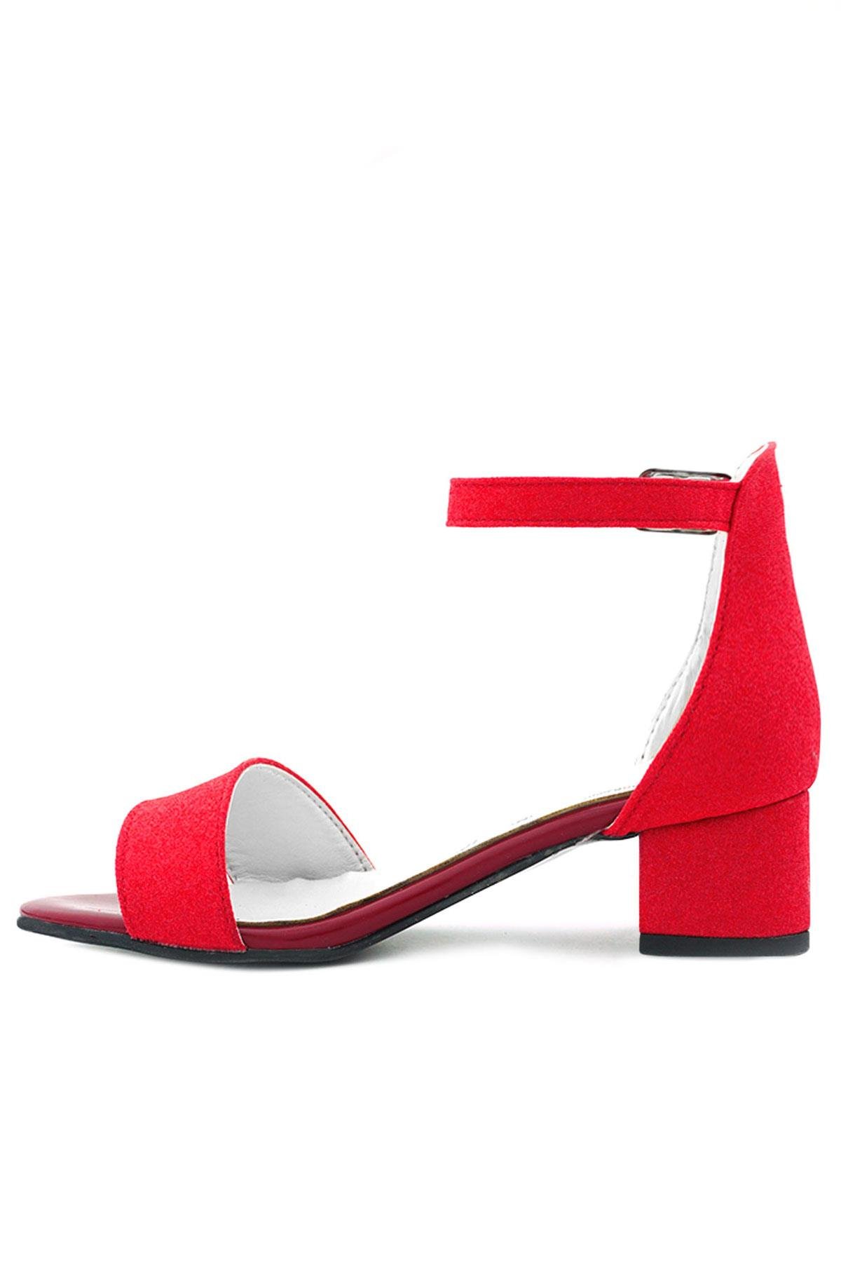 Lilo Simli Kırmızı Tek Bantlı Kız Çocuk Topuklu Abiye Ayakkabı B609-KIS.30