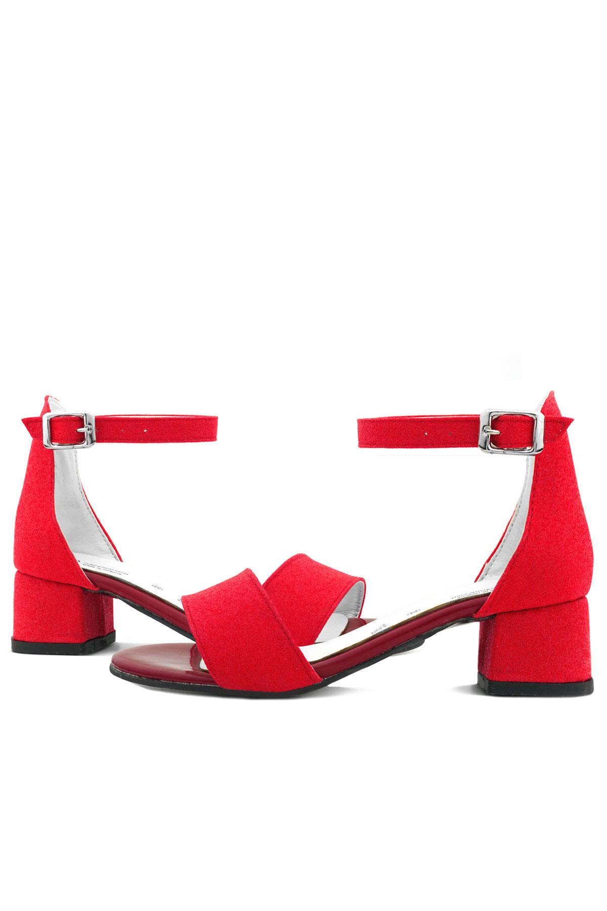 Lilo Simli Kırmızı Tek Bantlı Kız Çocuk Topuklu Abiye Ayakkabı B609-KIS.30