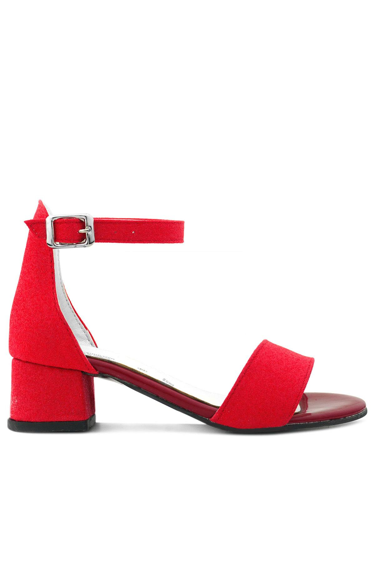 Lilo Simli Kırmızı Tek Bantlı Kız Çocuk Topuklu Abiye Ayakkabı B609-KIS.30