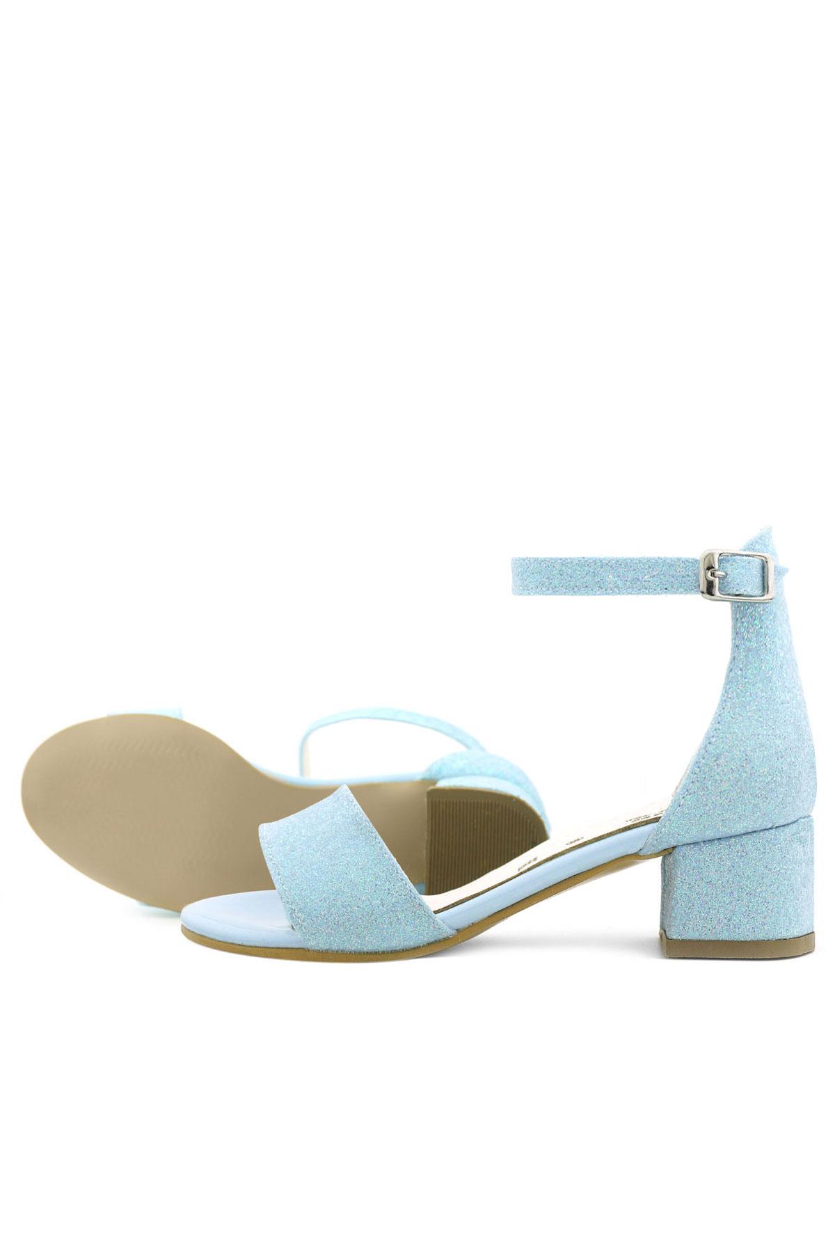 Lilo Simli Mavi Tek Bantlı Kız Çocuk Topuklu Abiye Ayakkabı B609-MAS.30