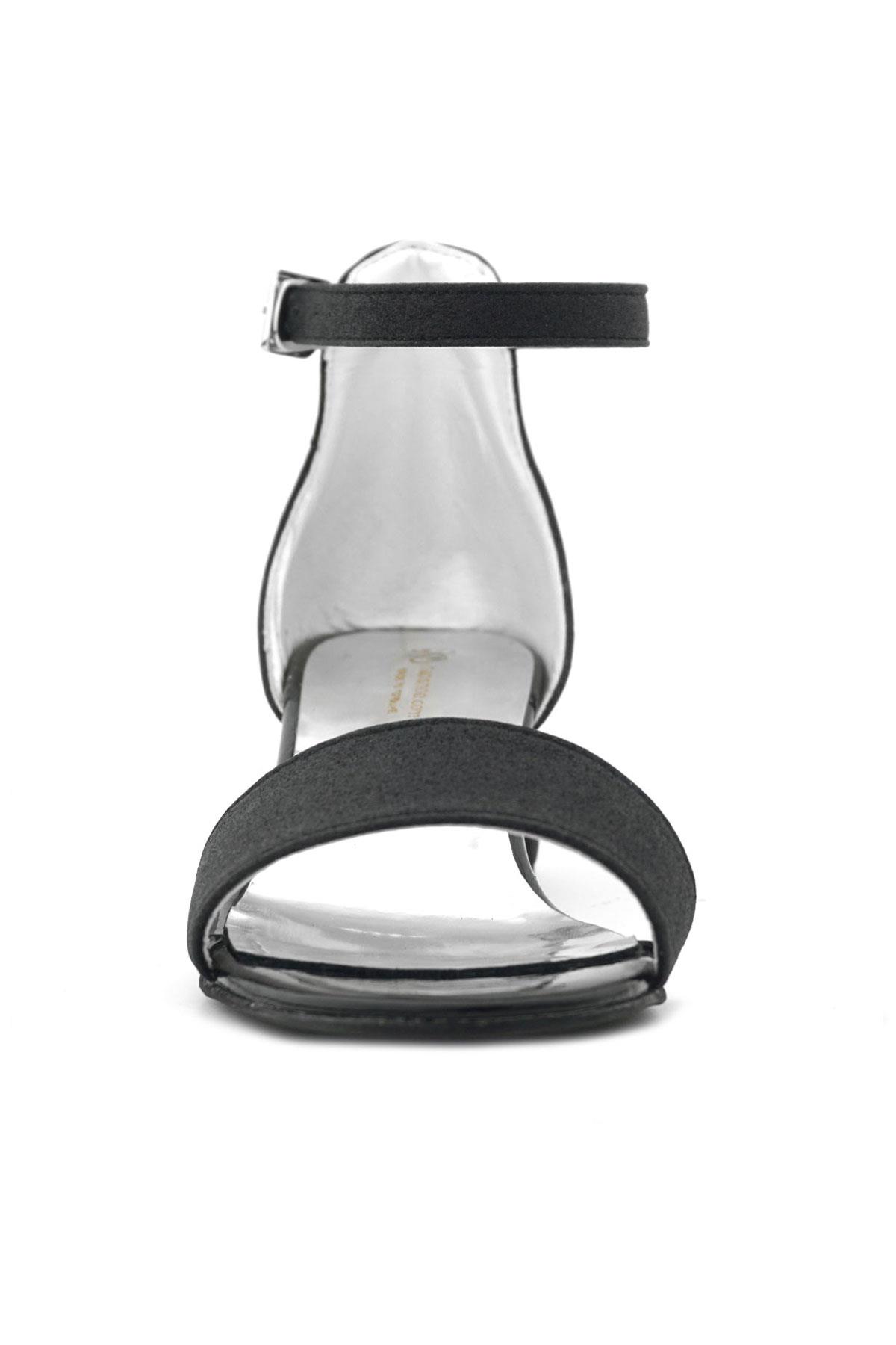 Lilo Simli Siyah Tek Bantlı Kız Çocuk Topuklu Abiye Ayakkabı B609-SSIM.30