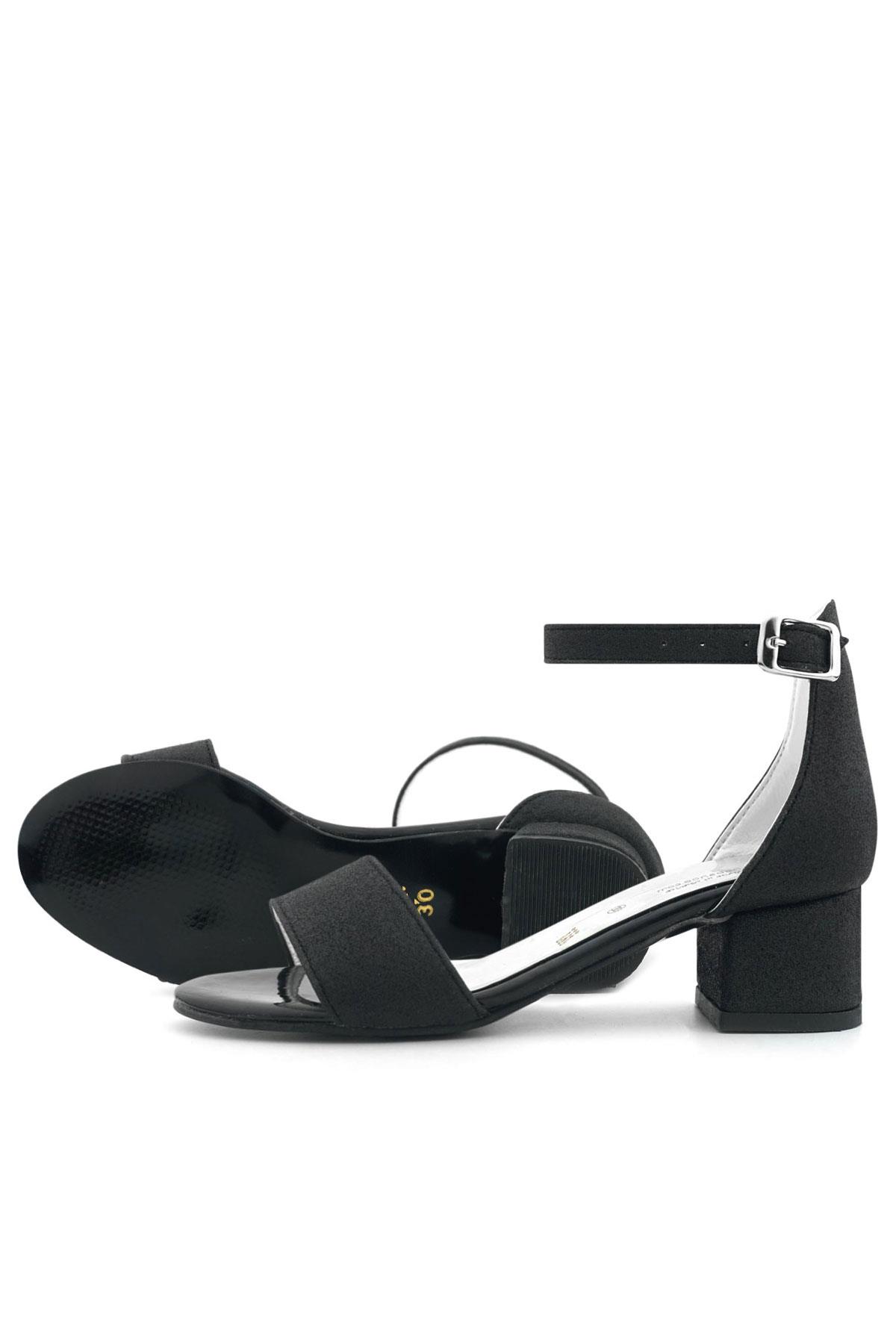 Lilo Simli Siyah Tek Bantlı Kız Çocuk Topuklu Abiye Ayakkabı B609-SSIM.30