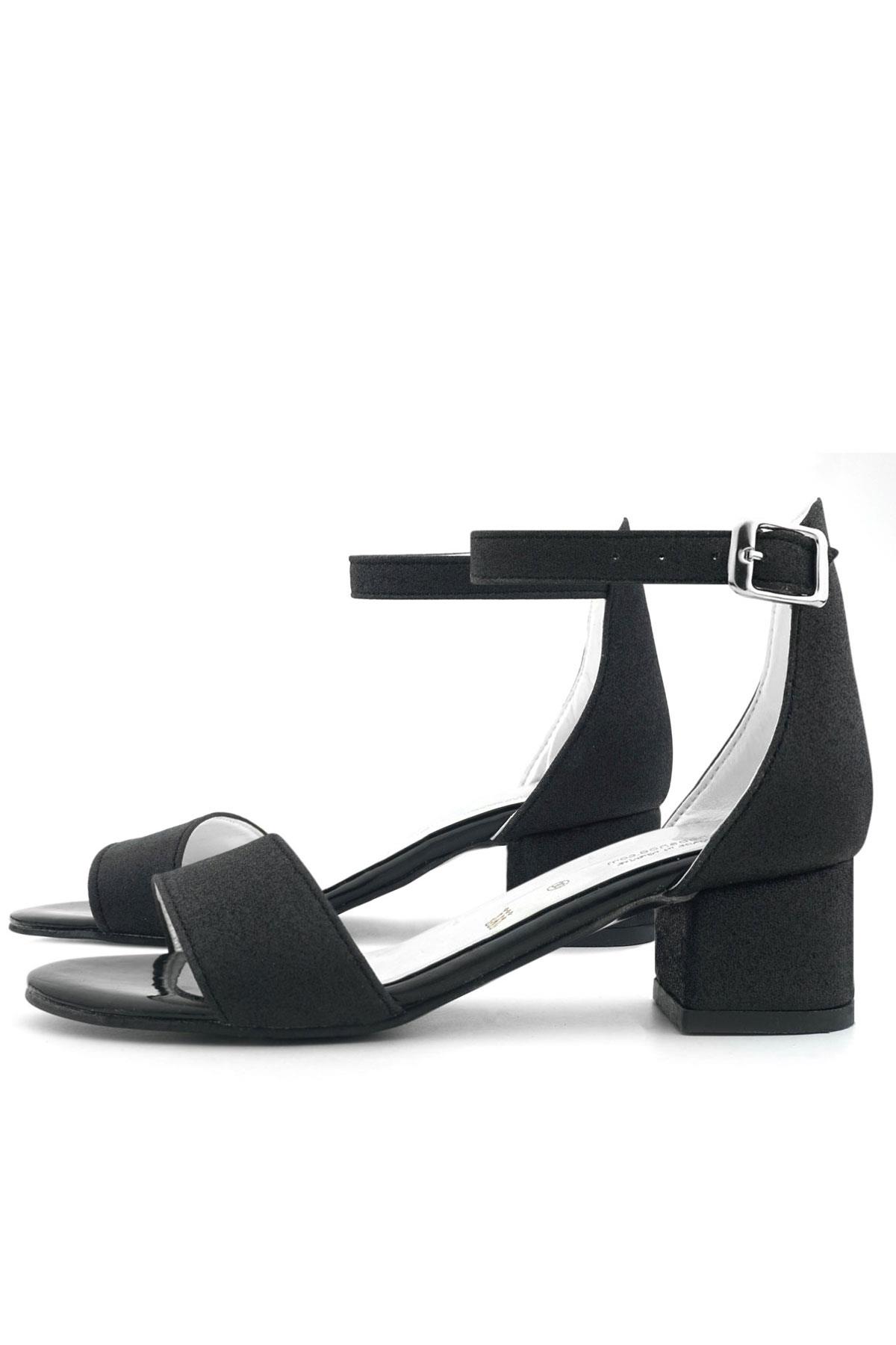 Lilo Simli Siyah Tek Bantlı Kız Çocuk Topuklu Abiye Ayakkabı B609-SSIM.30