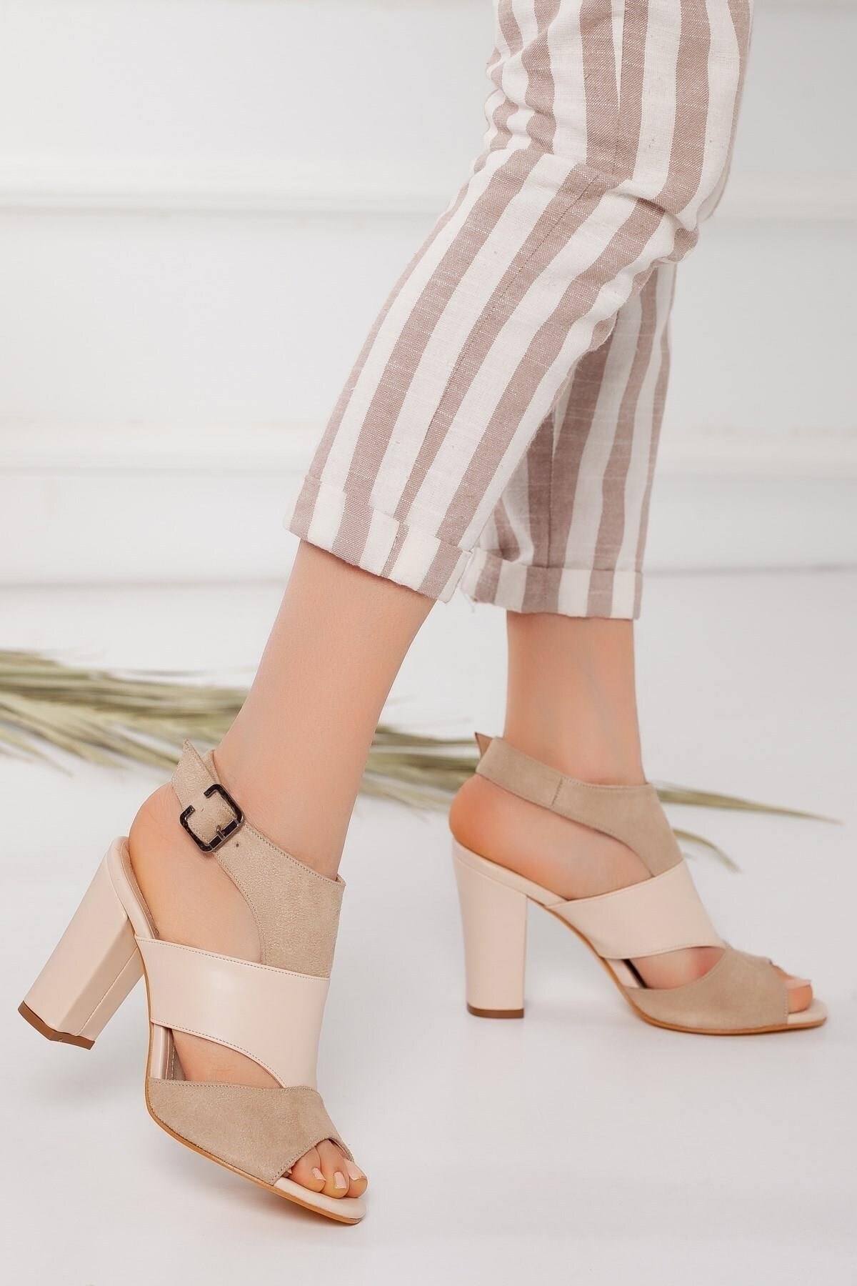 Magdalena Ten Yüksek Topuk Açık Burun Kadın Sandalet