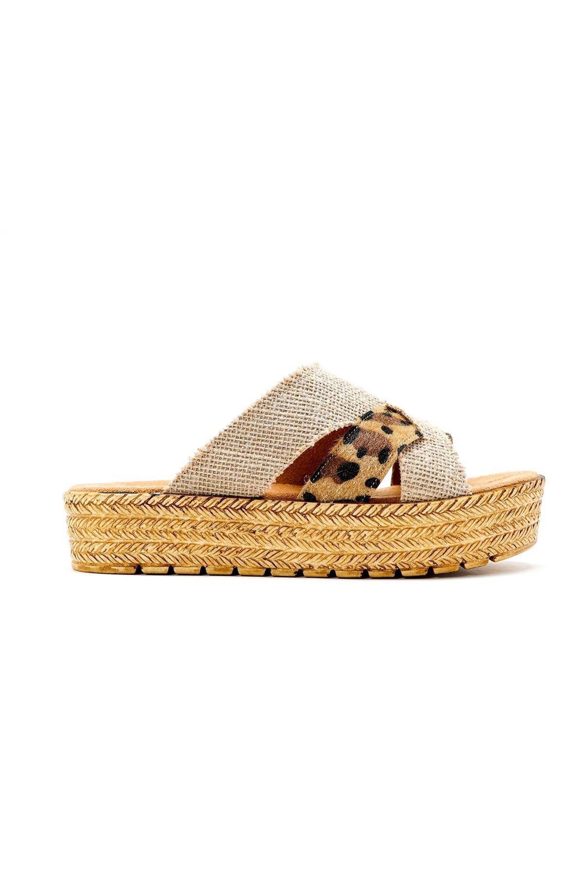 Mercy Leopar Süet Hasır Terlik