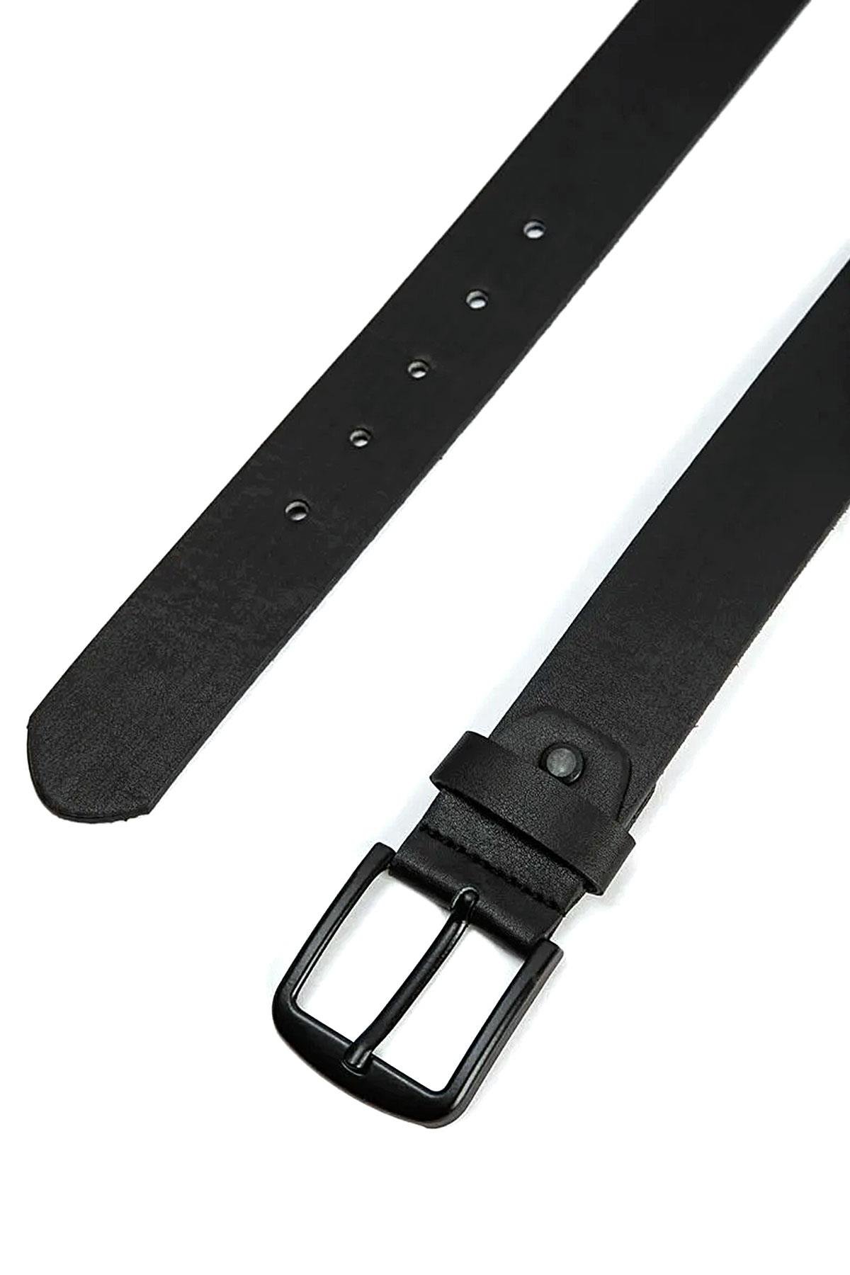 Hakiki Deri Siyah Casual Erkek Kemeri