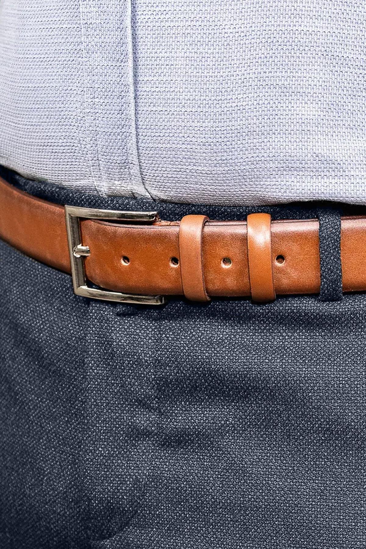 Kahverengi Hakiki Deri 4 cm Casual Erkek Kemer