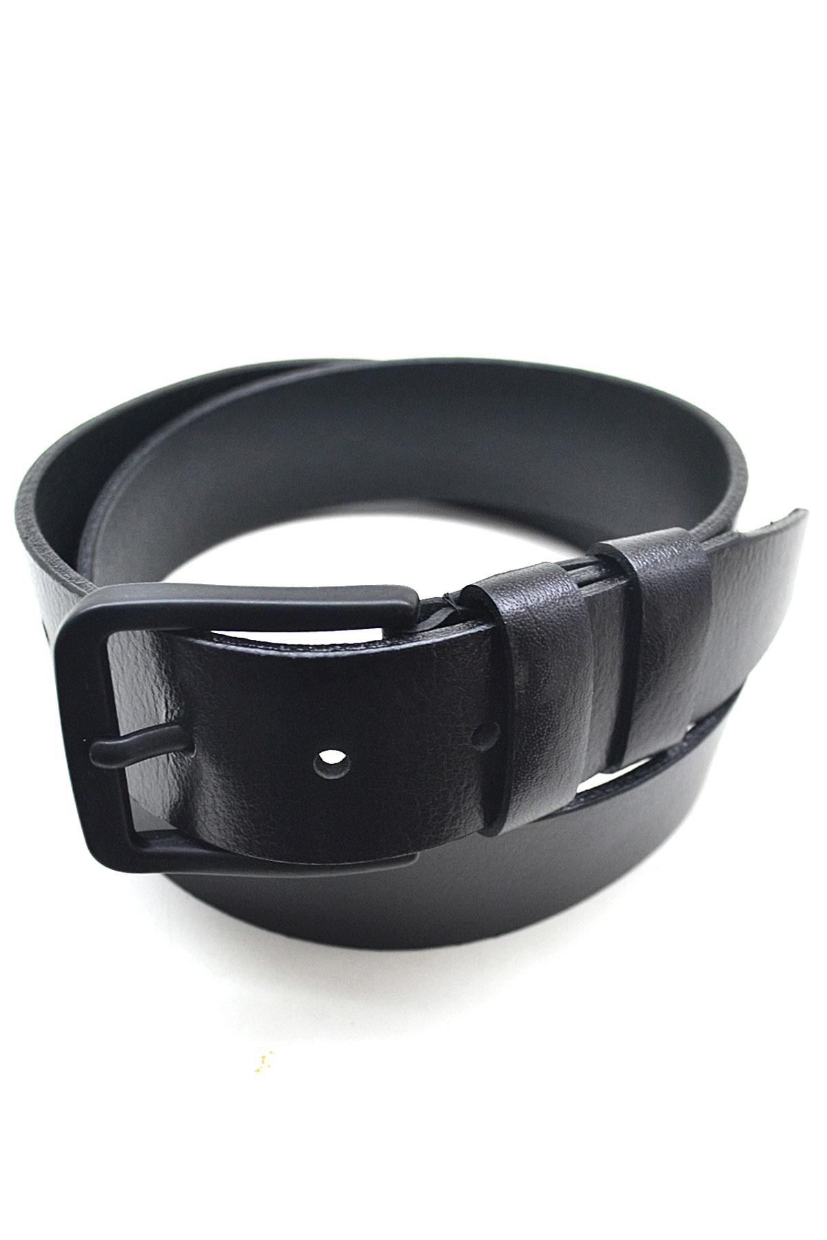 Hakiki Deri Siyah Casual Erkek Kemeri