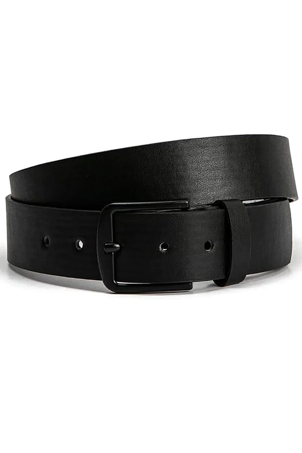 Hakiki Deri Siyah Casual Erkek Kemeri