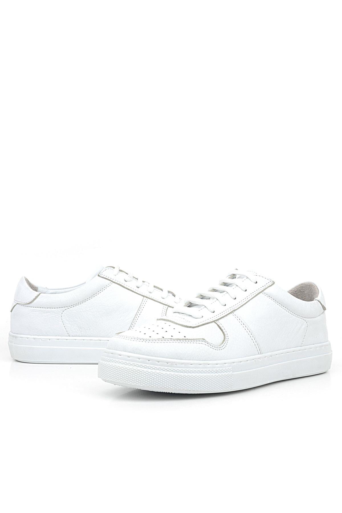 Hakiki Deri Beyaz Günlük Kadın Sneaker Ayakkabı