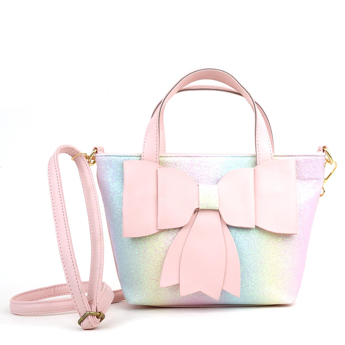 Kurdeleli Renkli Simli Pudra Kız Çocuk Abiye Çanta