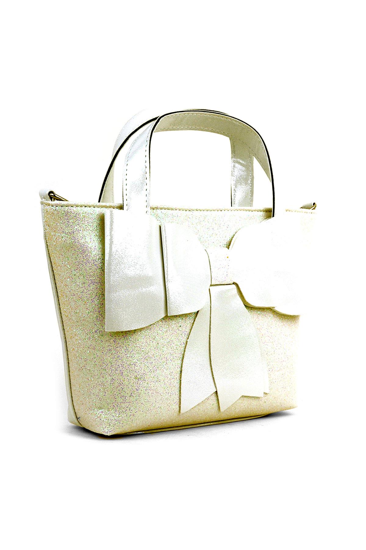 Kurdeleli Simli Gold Kız Çocuk Abiye Çanta