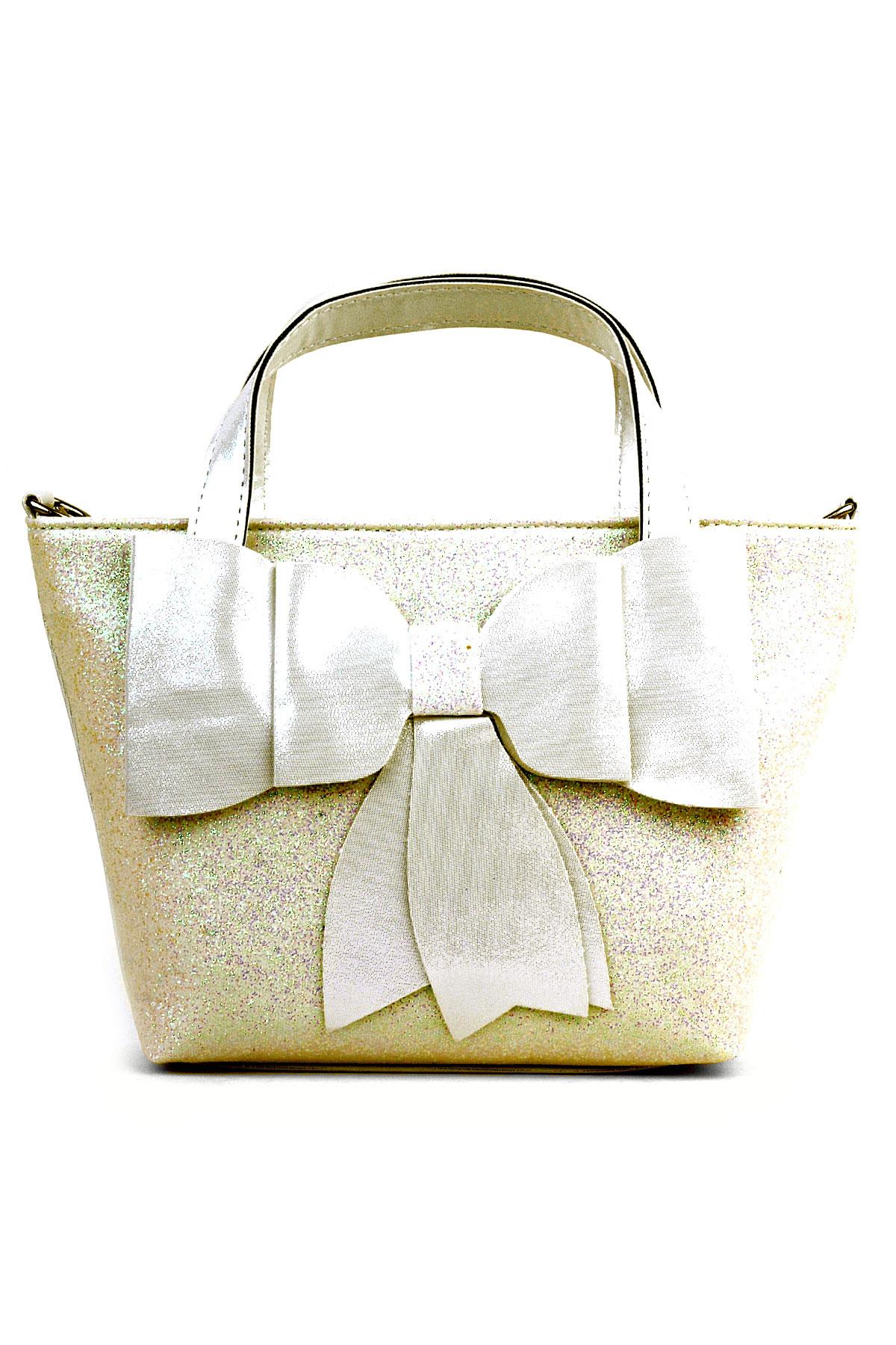 Kurdeleli Simli Gold Kız Çocuk Abiye Çanta