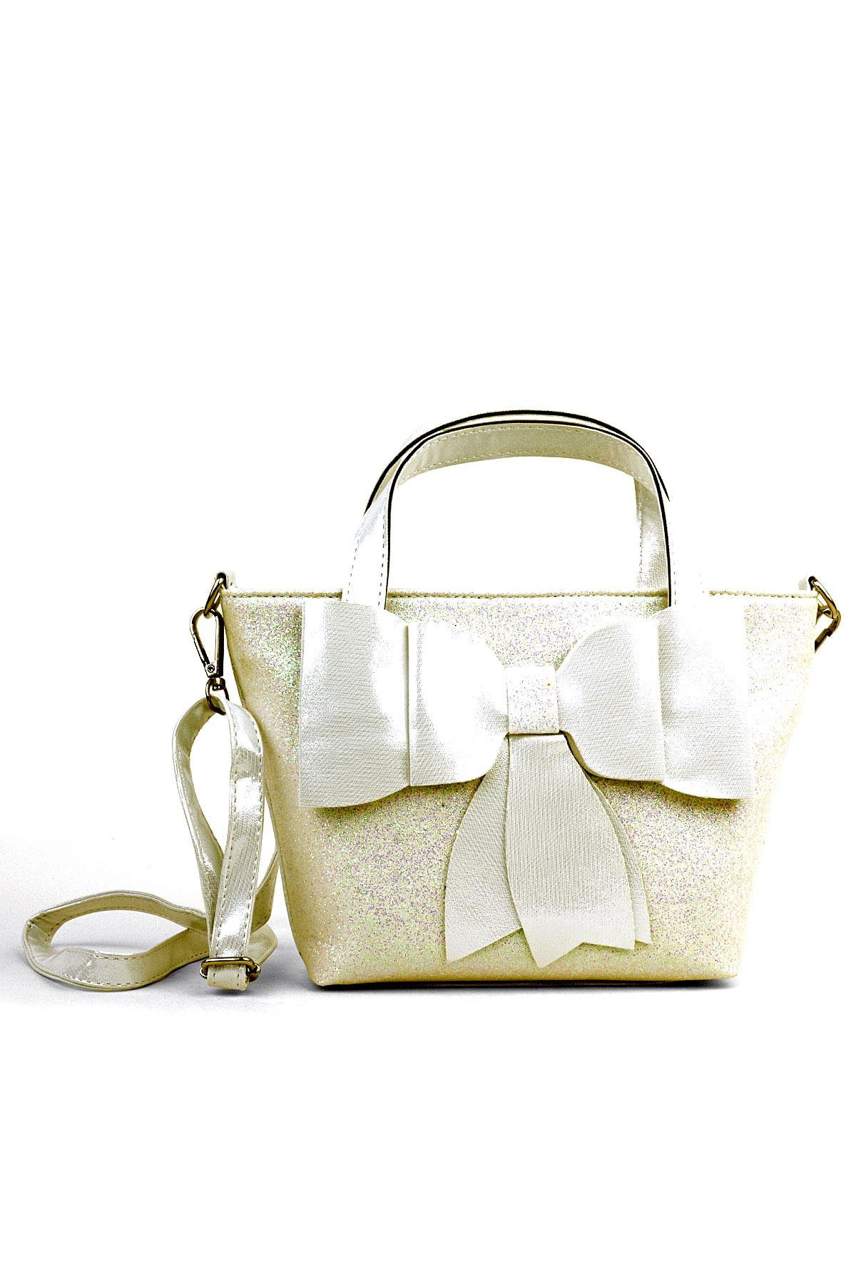 Kurdeleli Simli Gold Kız Çocuk Abiye Çanta