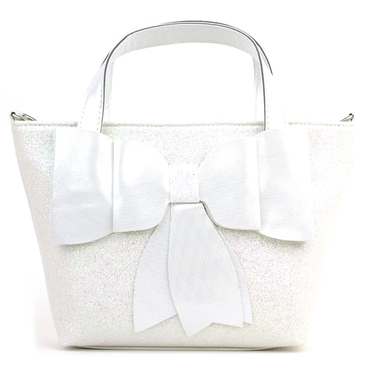 Kurdeleli Simli Beyaz Kız Çocuk Abiye Çanta