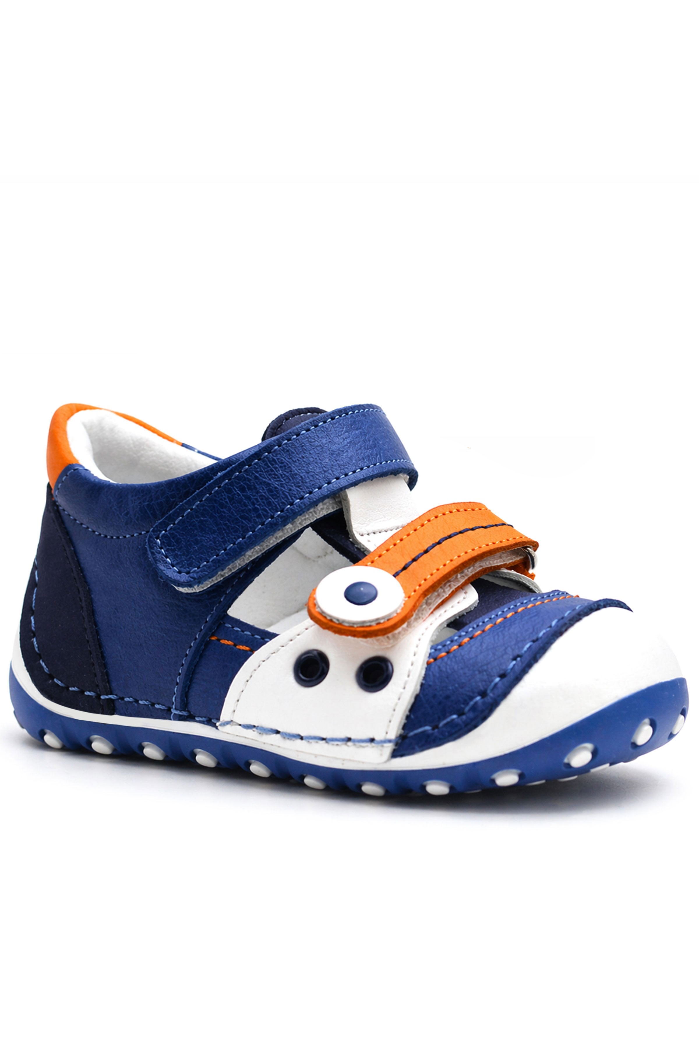 Nino Anatomic Orange Genuine Leather Shoes Summer First Step Navy White