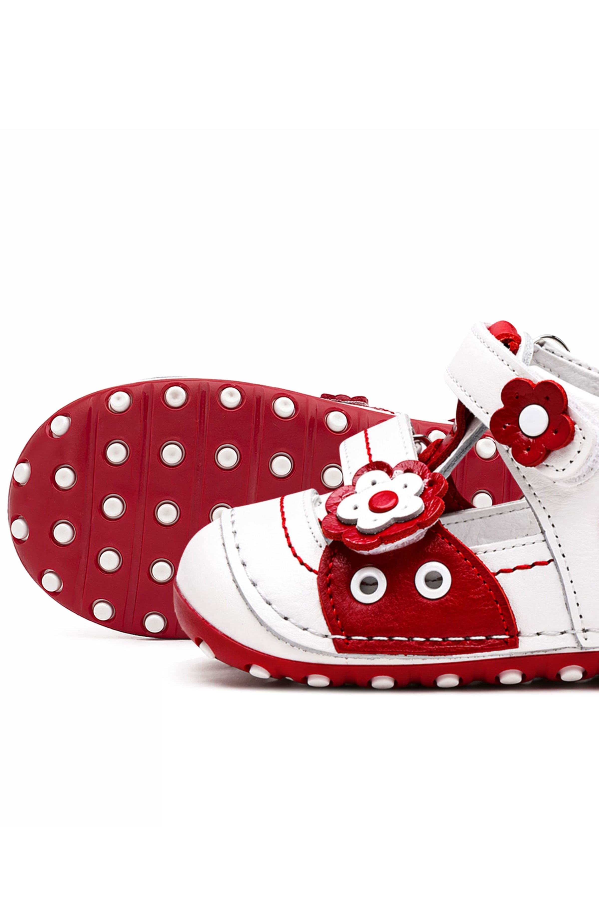 Nino Anatomic White Red Genuine Leather Shoes Summer First Step