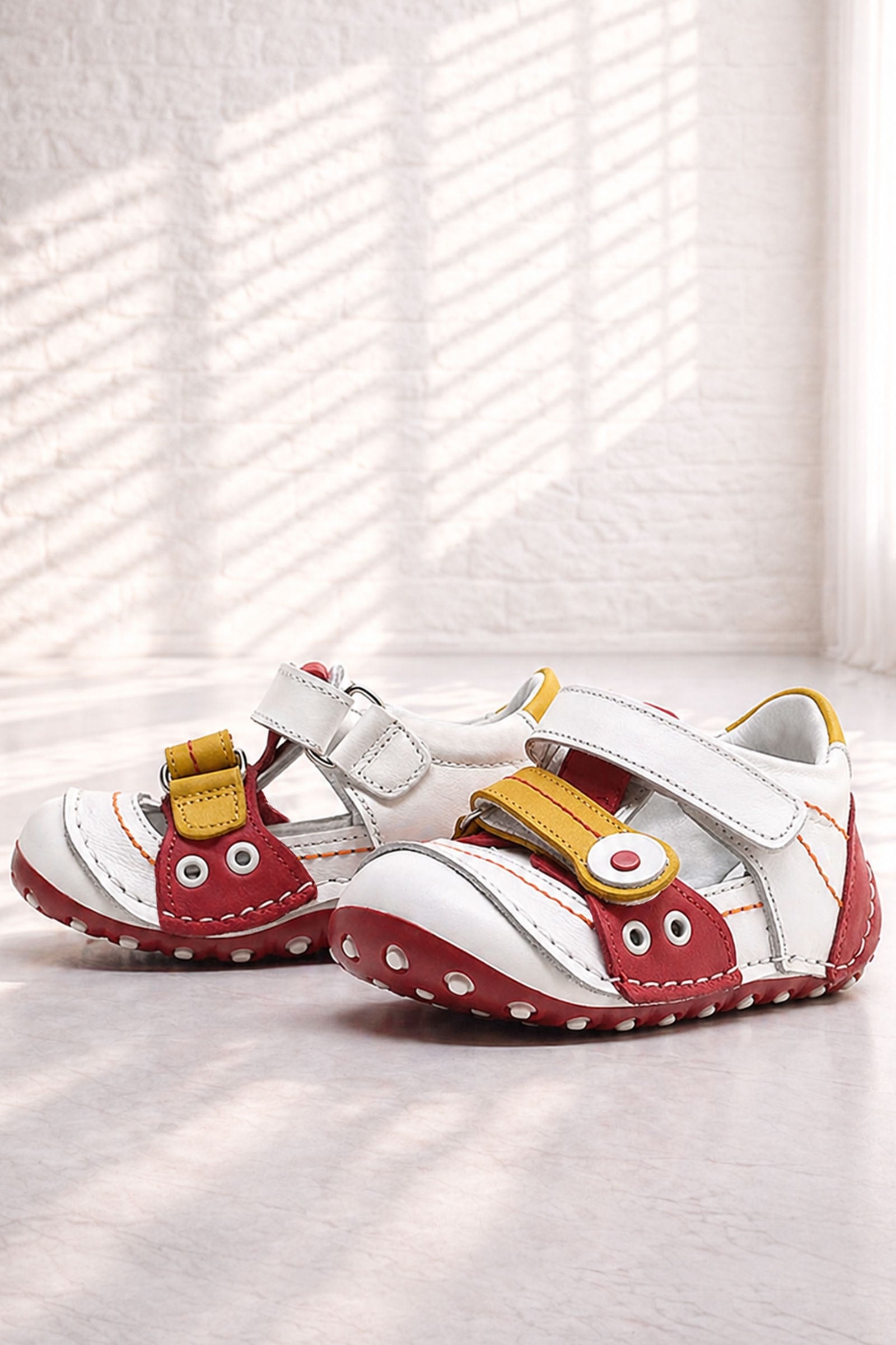 Nino Genuine Leather Yellow Red Anatomic Shoes Summer First Step