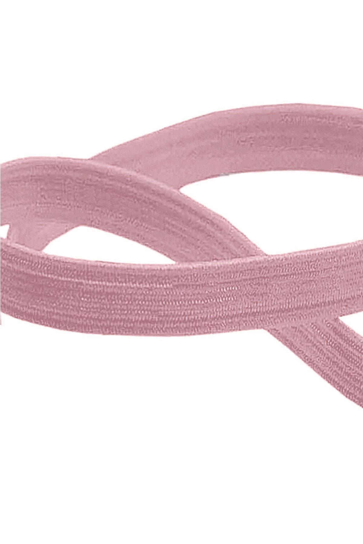 Pembe 12 mm 5 mt Dayanıklı Sert Yassı Elastik Şerit Lastik B-0104-P-12