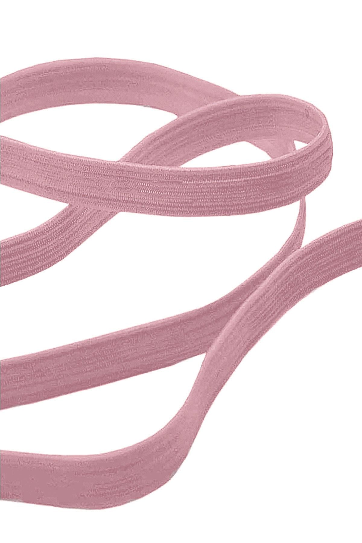 Pembe 12 mm 5 mt Dayanıklı Sert Yassı Elastik Şerit Lastik B-0104-P-12