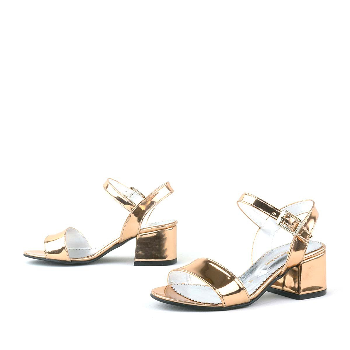 Pony Bakır Aynalı Kalın Topuklu Kız Çocuk Abiye Ayakkabı