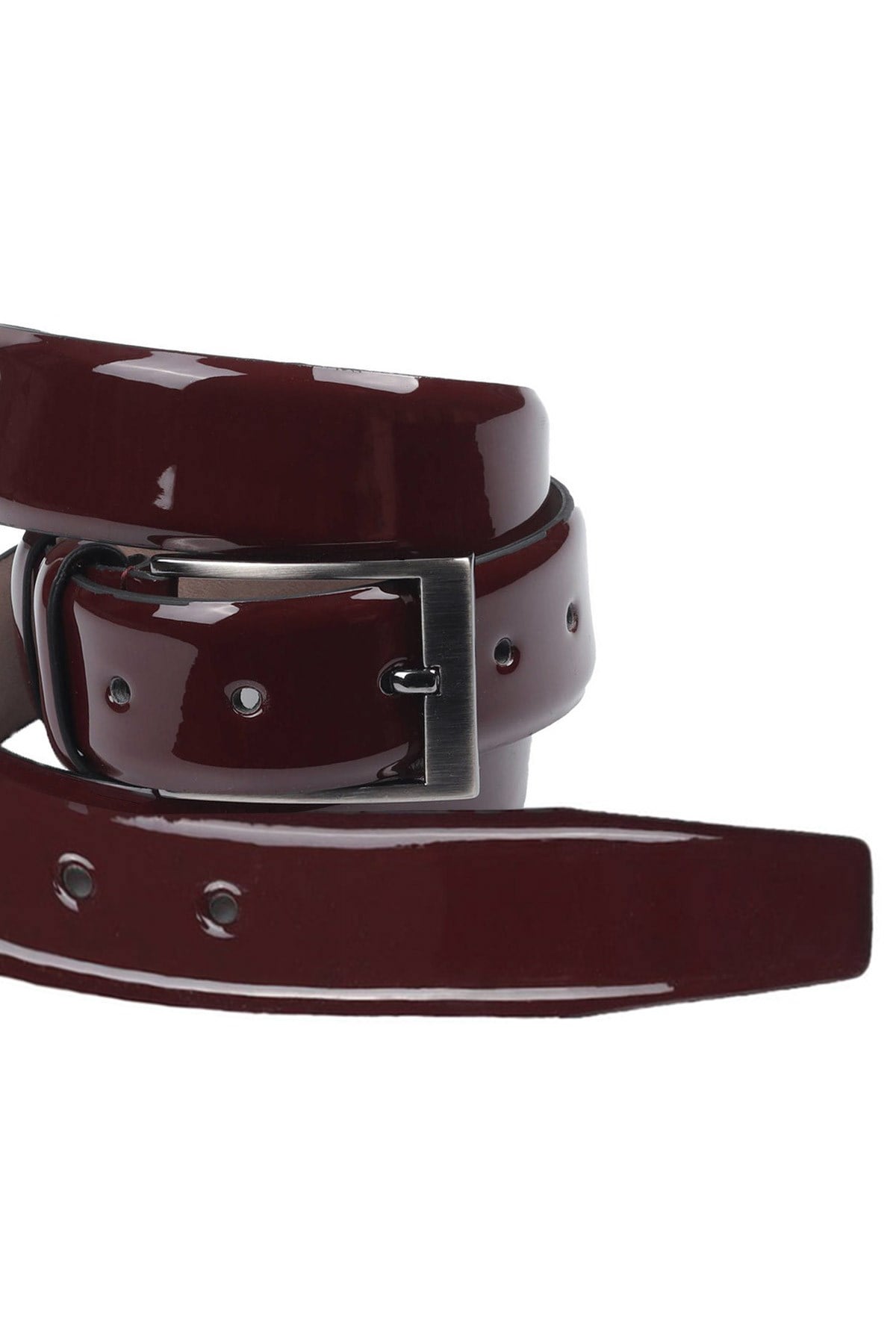 Bordo Rugan 3,5 cm Metal Tokalı Erkek Kemer