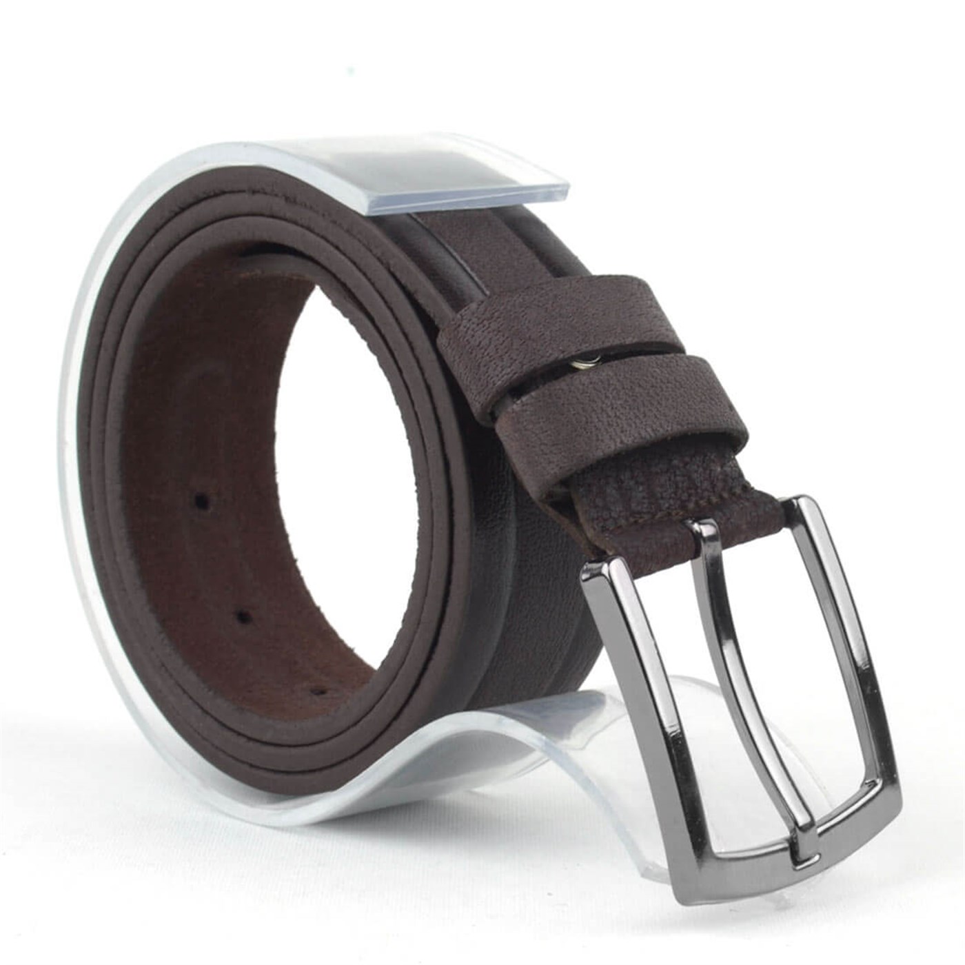 Kahverengi 3,5cm Hakiki Deri Klasik Erkek Kemerleri