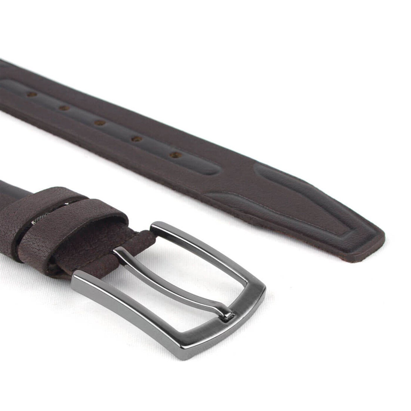 Kahverengi 3,5cm Hakiki Deri Klasik Erkek Kemerleri