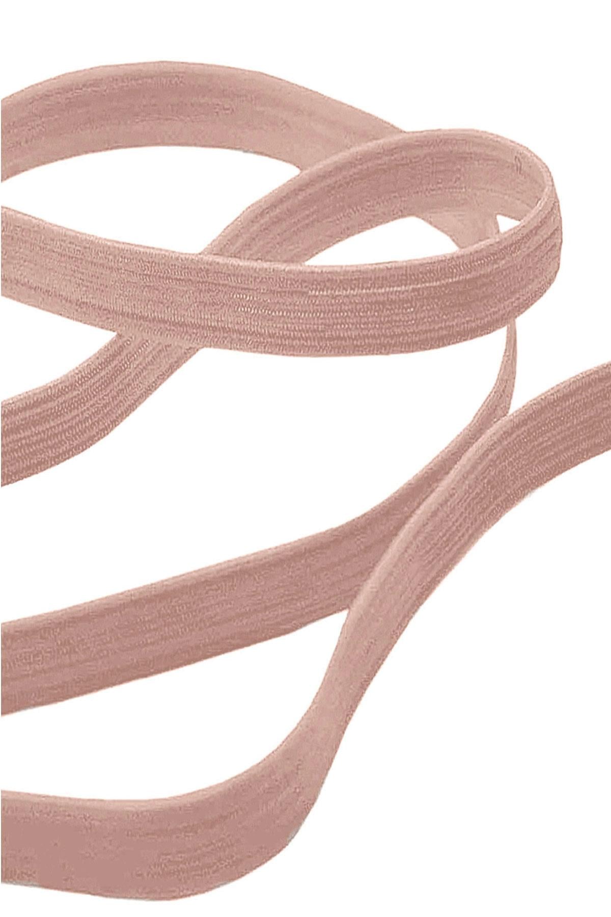 Pudra Pembe 20 mm 5 mt Dayanıklı Sert Yassı Elastik Şerit Lastik B-0104-PU-20