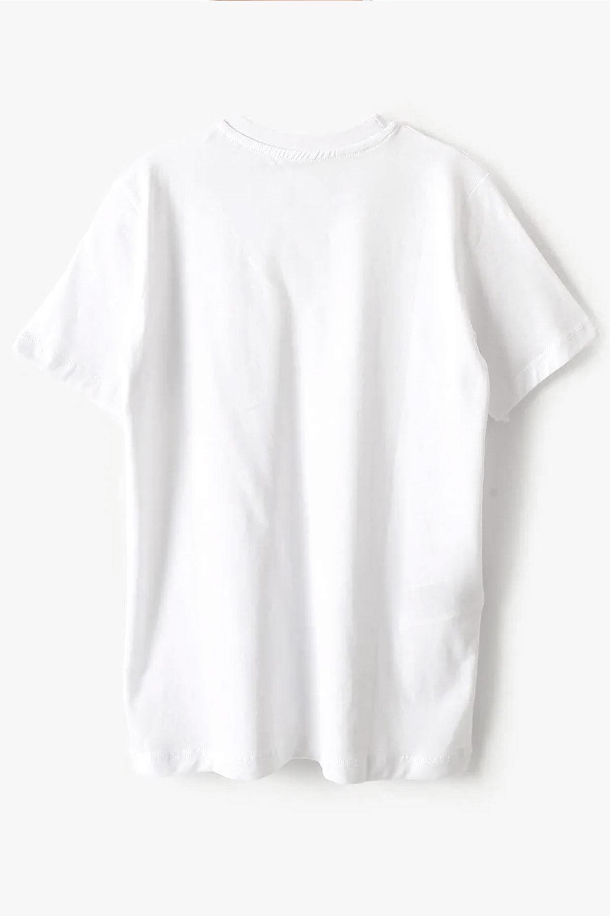 Rakerplus Beyaz %100 Pamuk Unisex Kısa Kollu Çocuk Tişört CTS-001-B.XXL