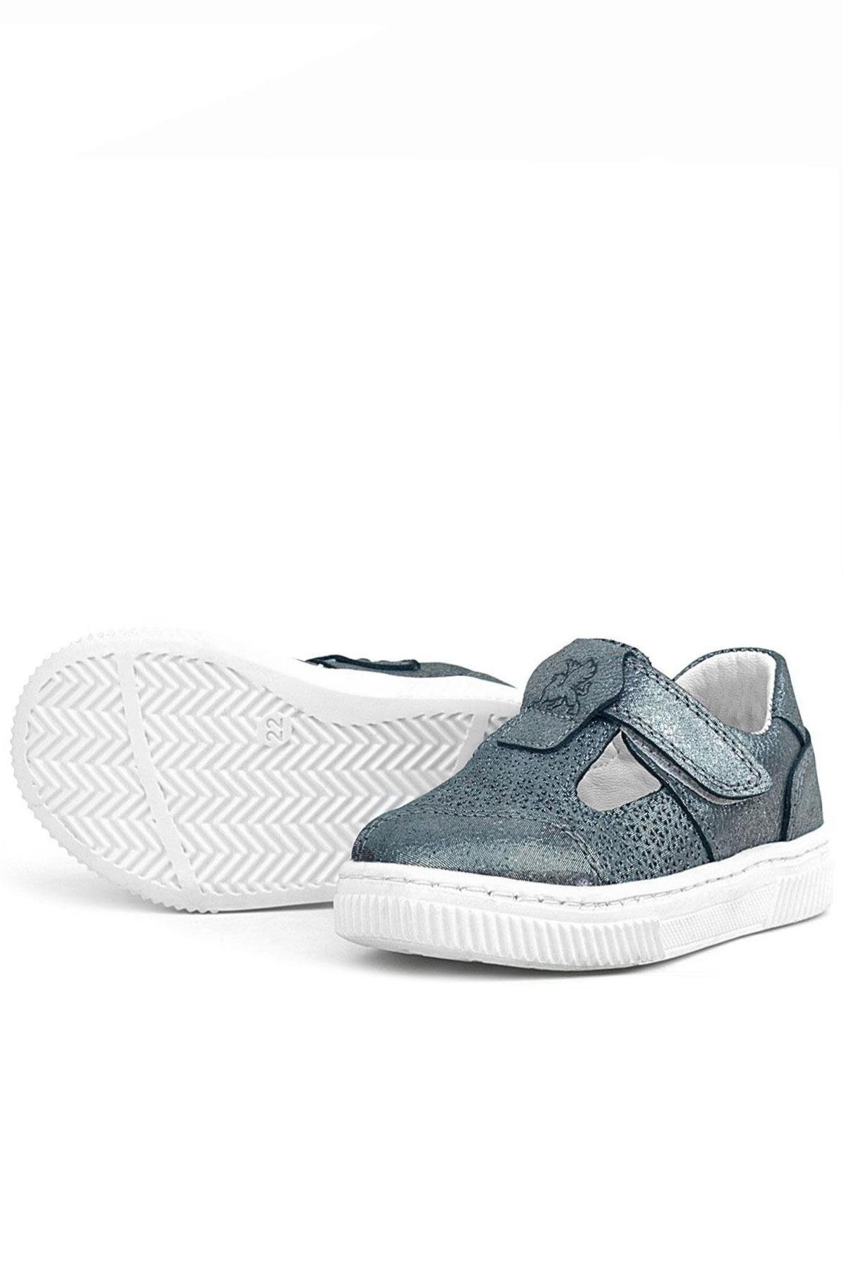 Rakerplus Bheem Hakiki Deri Gümüş Simli Cırtlı Bebek Sneaker Sandalet R625-GS.22