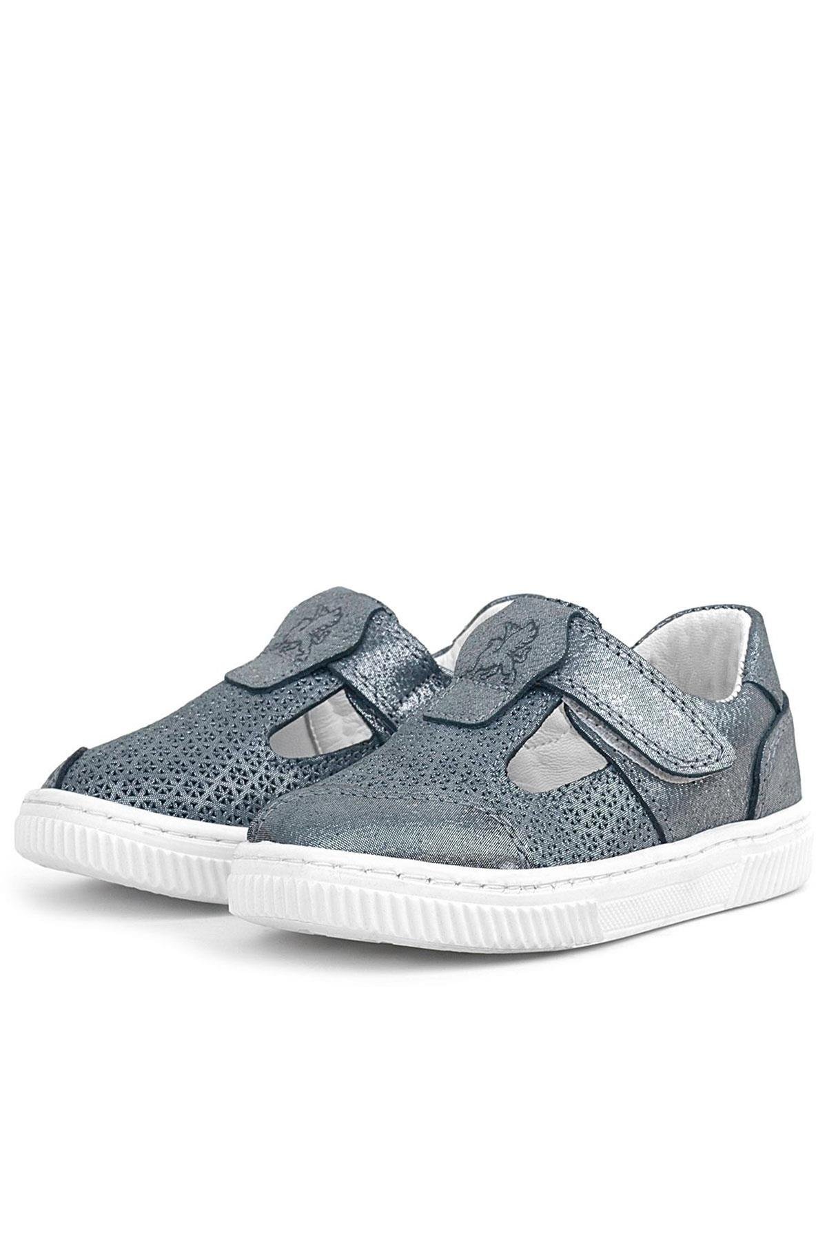 Rakerplus Bheem Hakiki Deri Gümüş Simli Cırtlı Bebek Sneaker Sandalet R625-GS.22