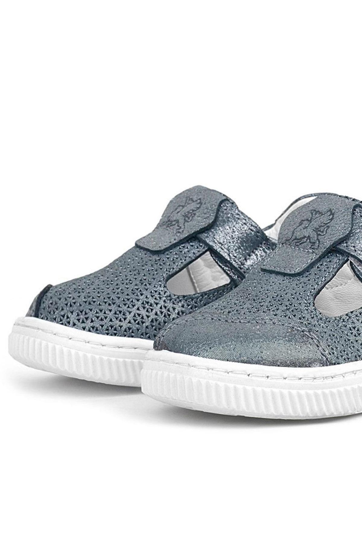 Rakerplus Bheem Hakiki Deri Gümüş Simli Cırtlı Bebek Sneaker Sandalet R625-GS.22