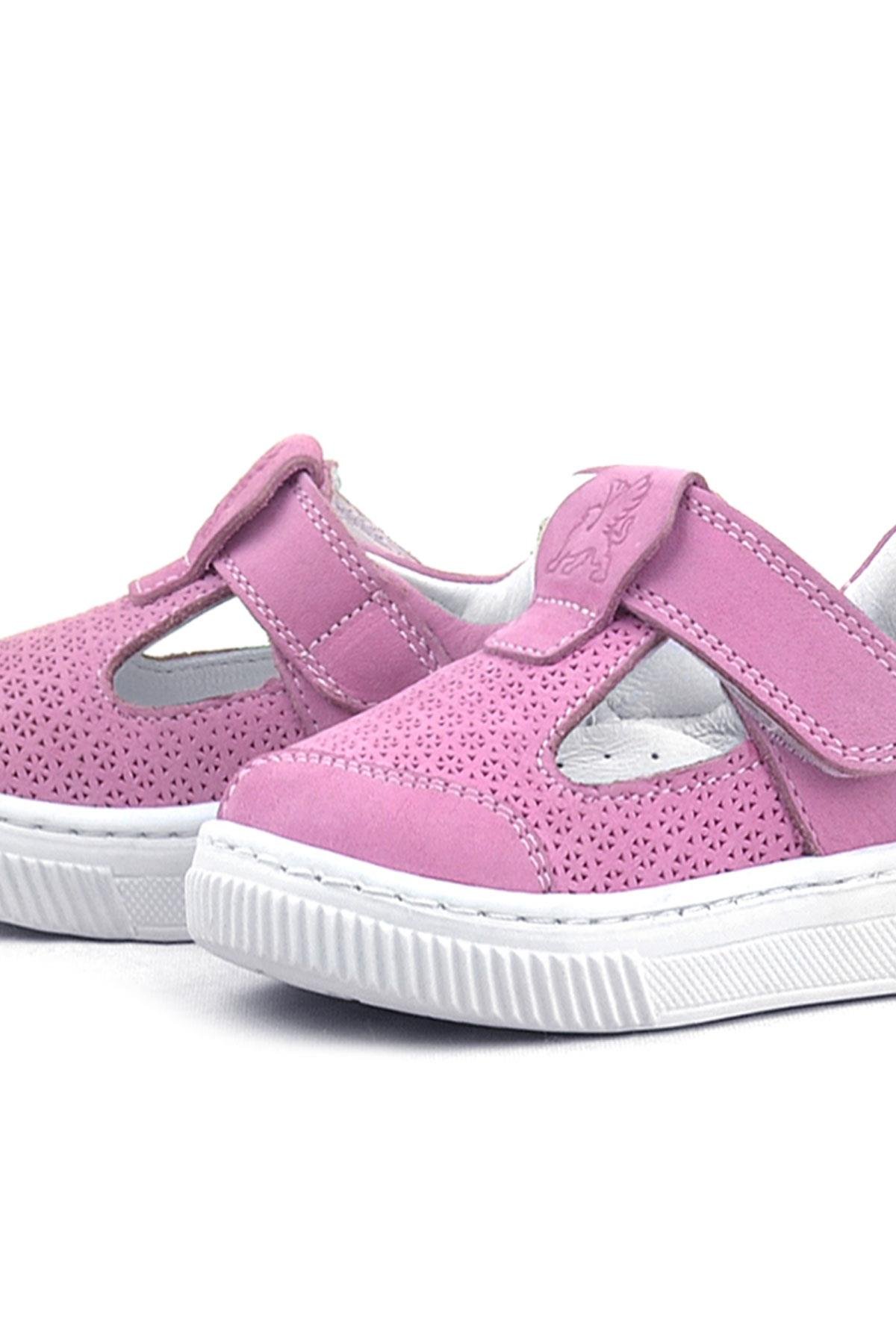 Rakerplus Bheem Hakiki Deri Pembe Cırtlı Bebek Sneaker Sandalet R625-PN.21