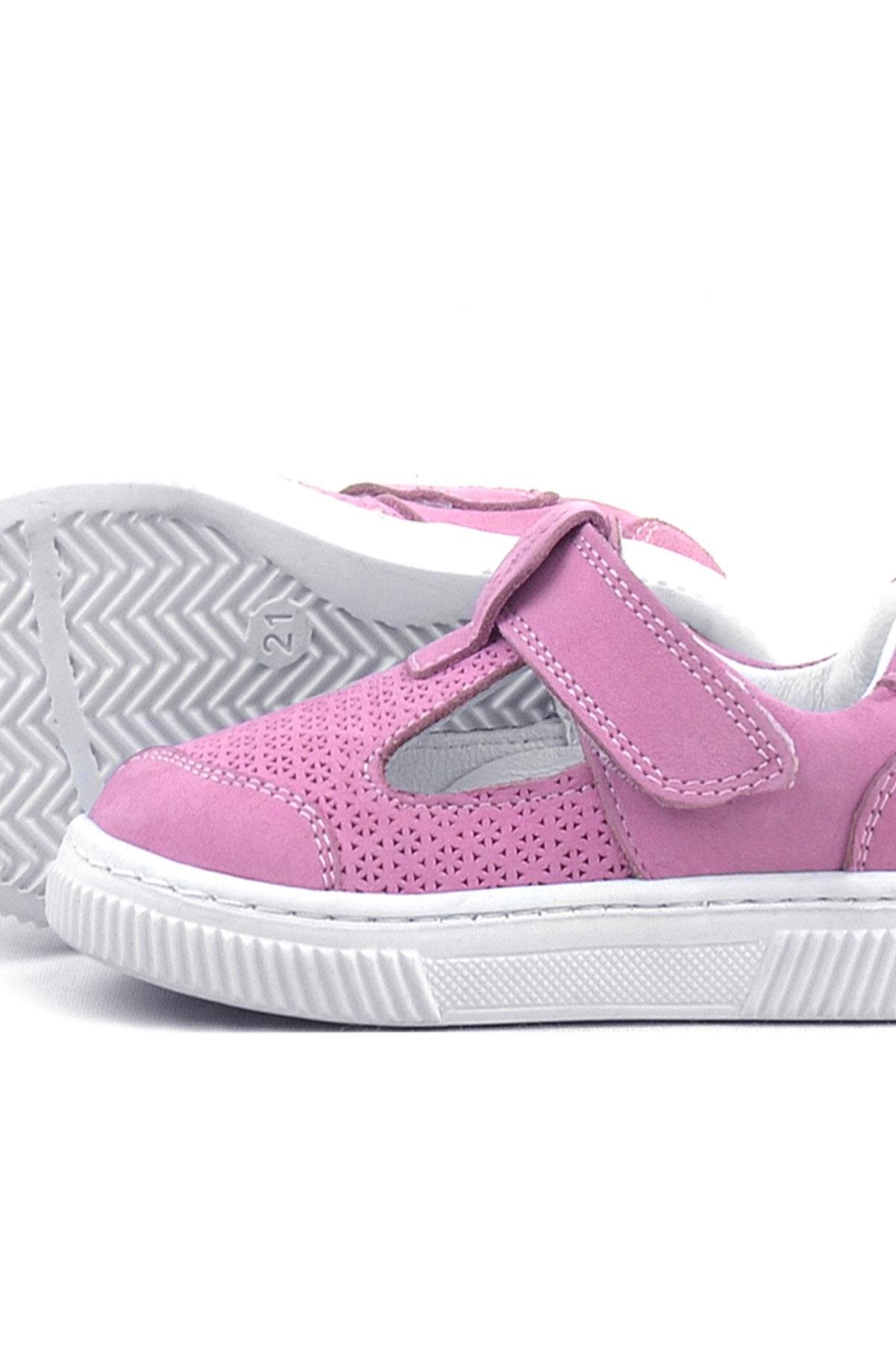 Rakerplus Bheem Hakiki Deri Pembe Cırtlı Bebek Sneaker Sandalet R625-PN.21