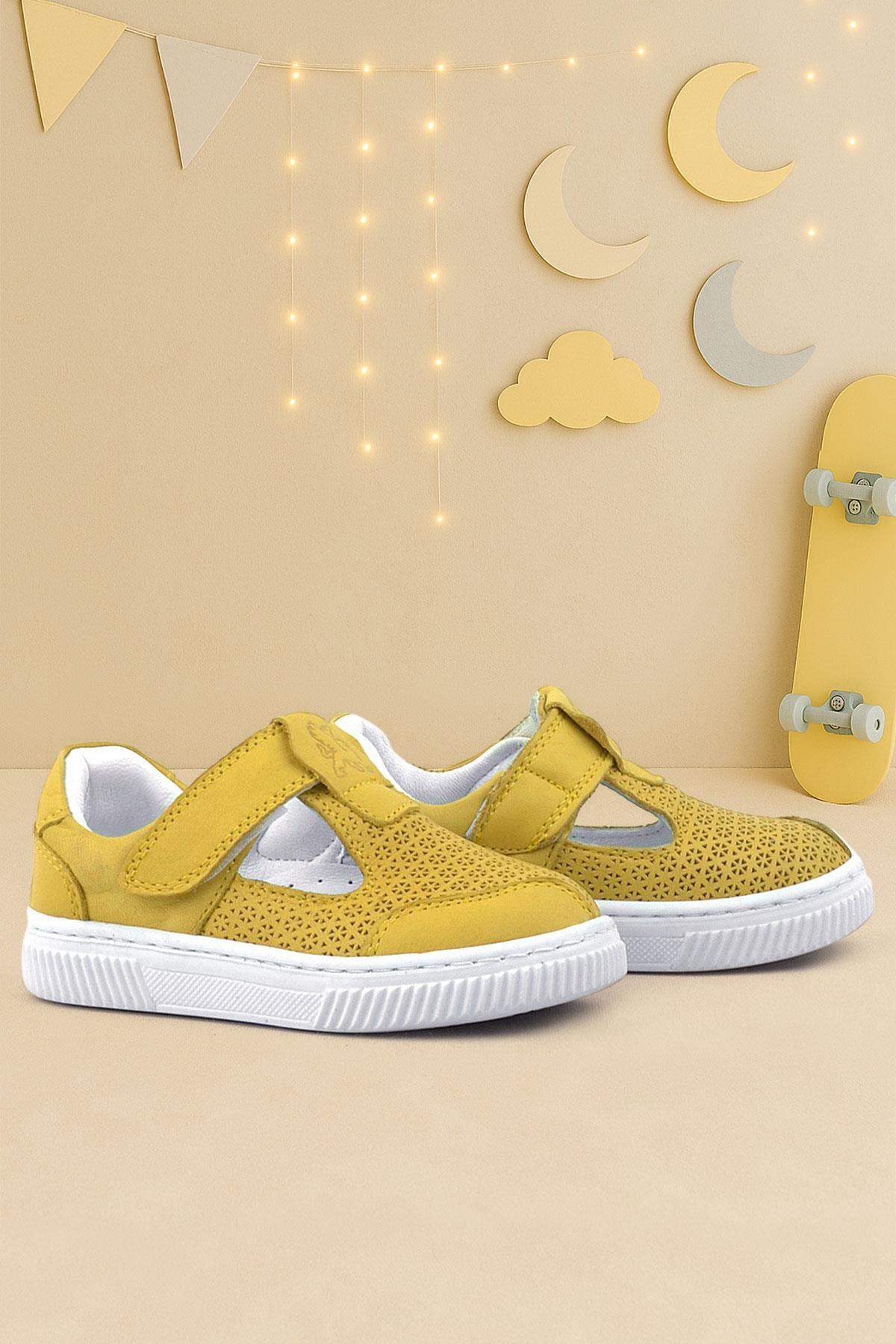 Rakerplus Bheem Hakiki Deri Sarı Cırtlı Bebek Sneaker Sandalet R625-SA.21