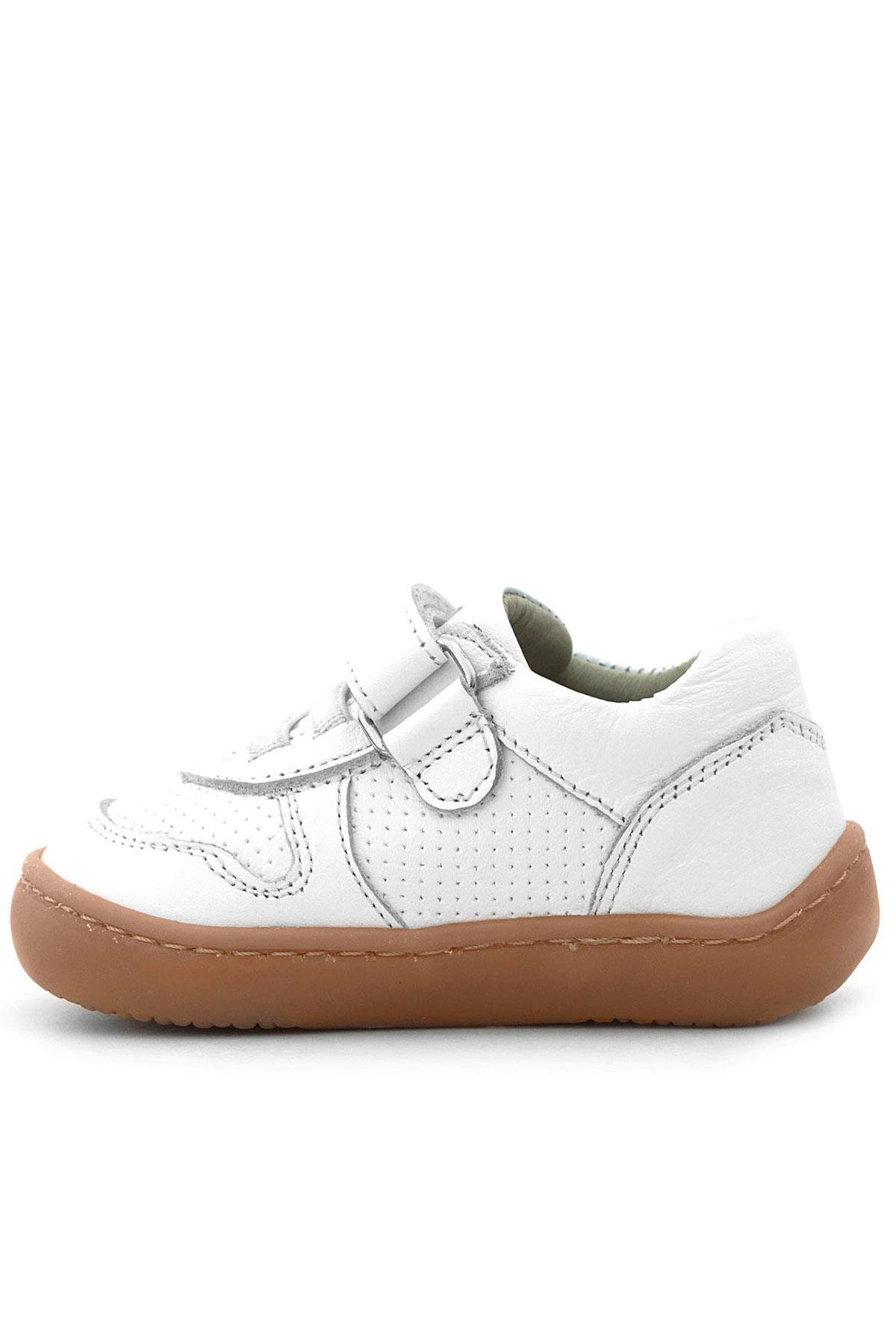 Rakerplus Bob Hakiki Deri Beyaz Barefoot Cırtlı Lastikli Bebek Sneaker Ayakkabı R840-BE.25