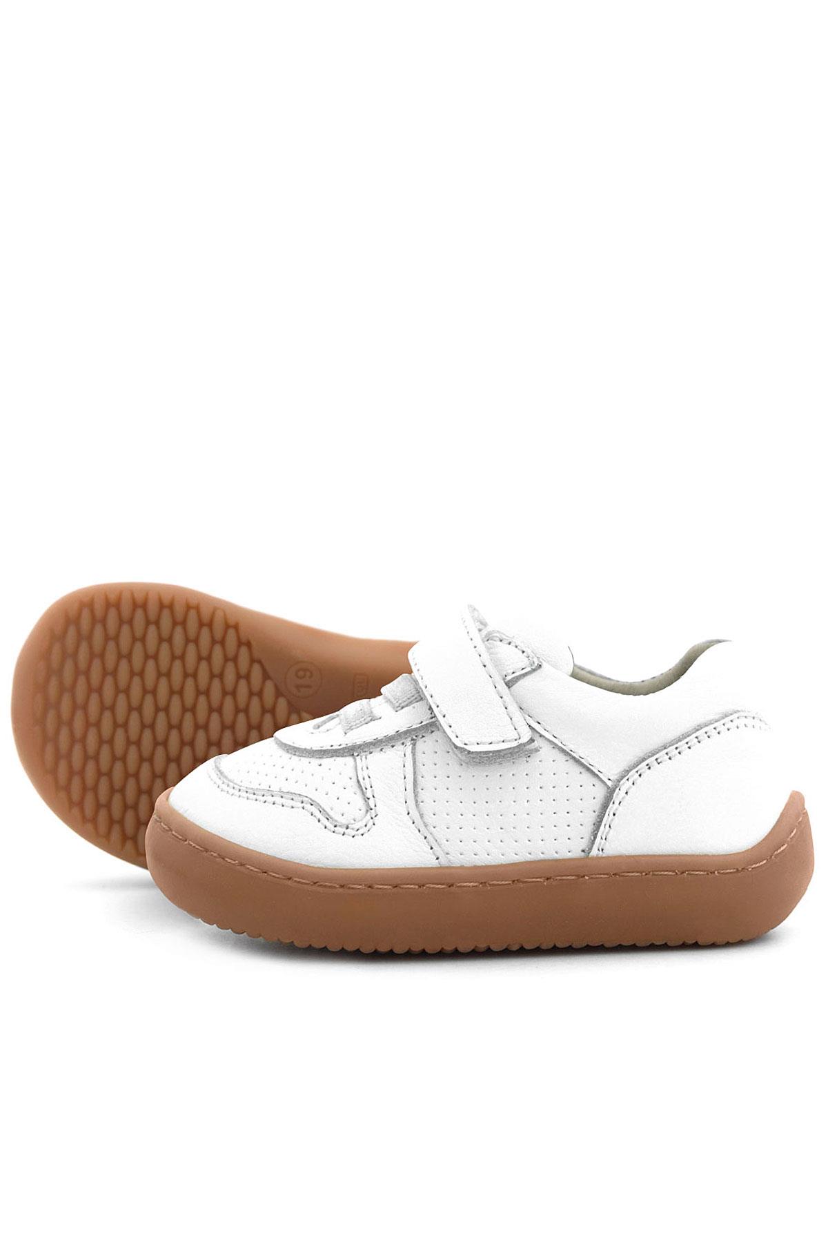 Rakerplus Bob Hakiki Deri Beyaz Barefoot Cırtlı Lastikli Bebek Sneaker Ayakkabı R840-BE.25