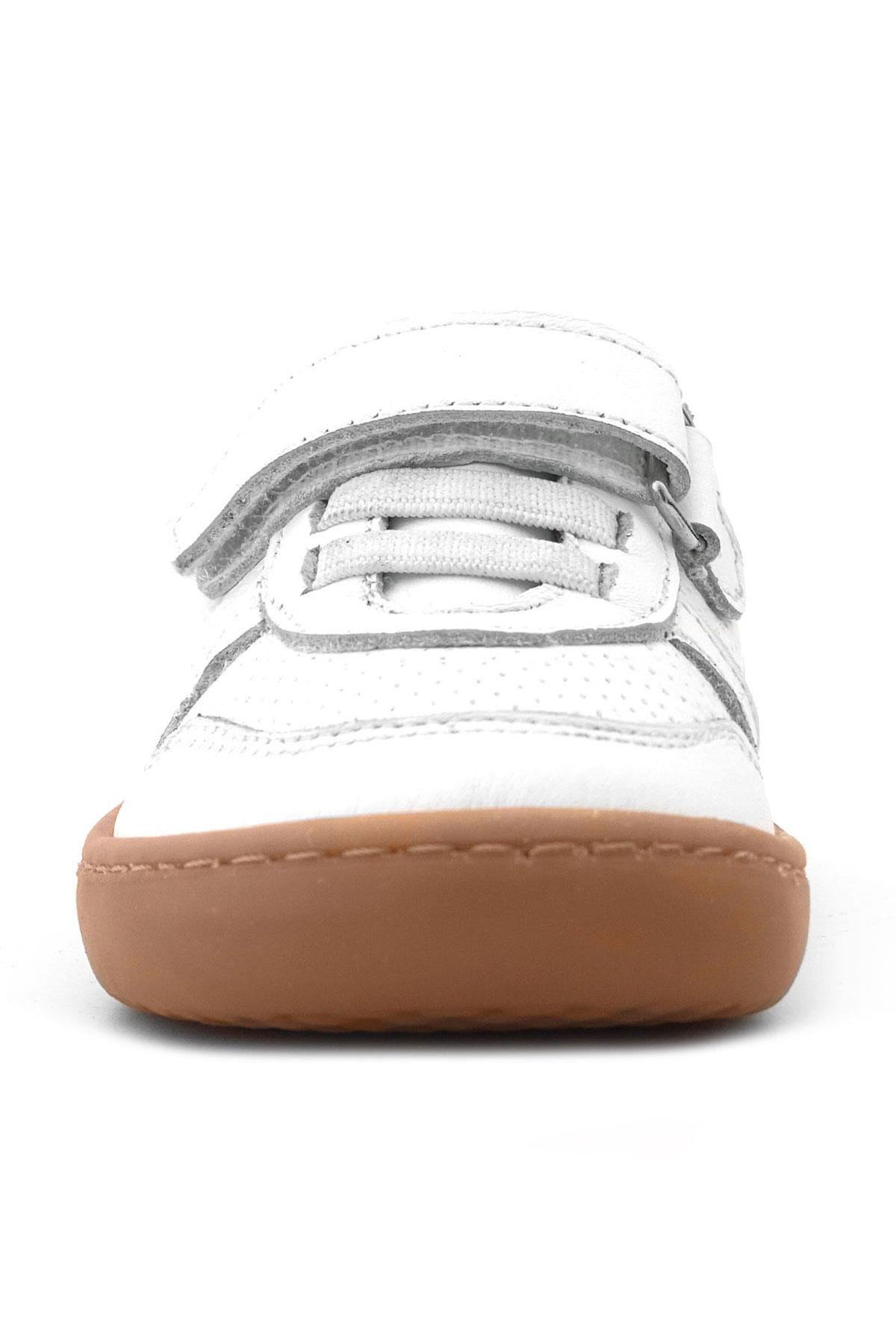 Rakerplus Bob Hakiki Deri Beyaz Barefoot Cırtlı Lastikli Bebek Sneaker Ayakkabı R840-BE.25