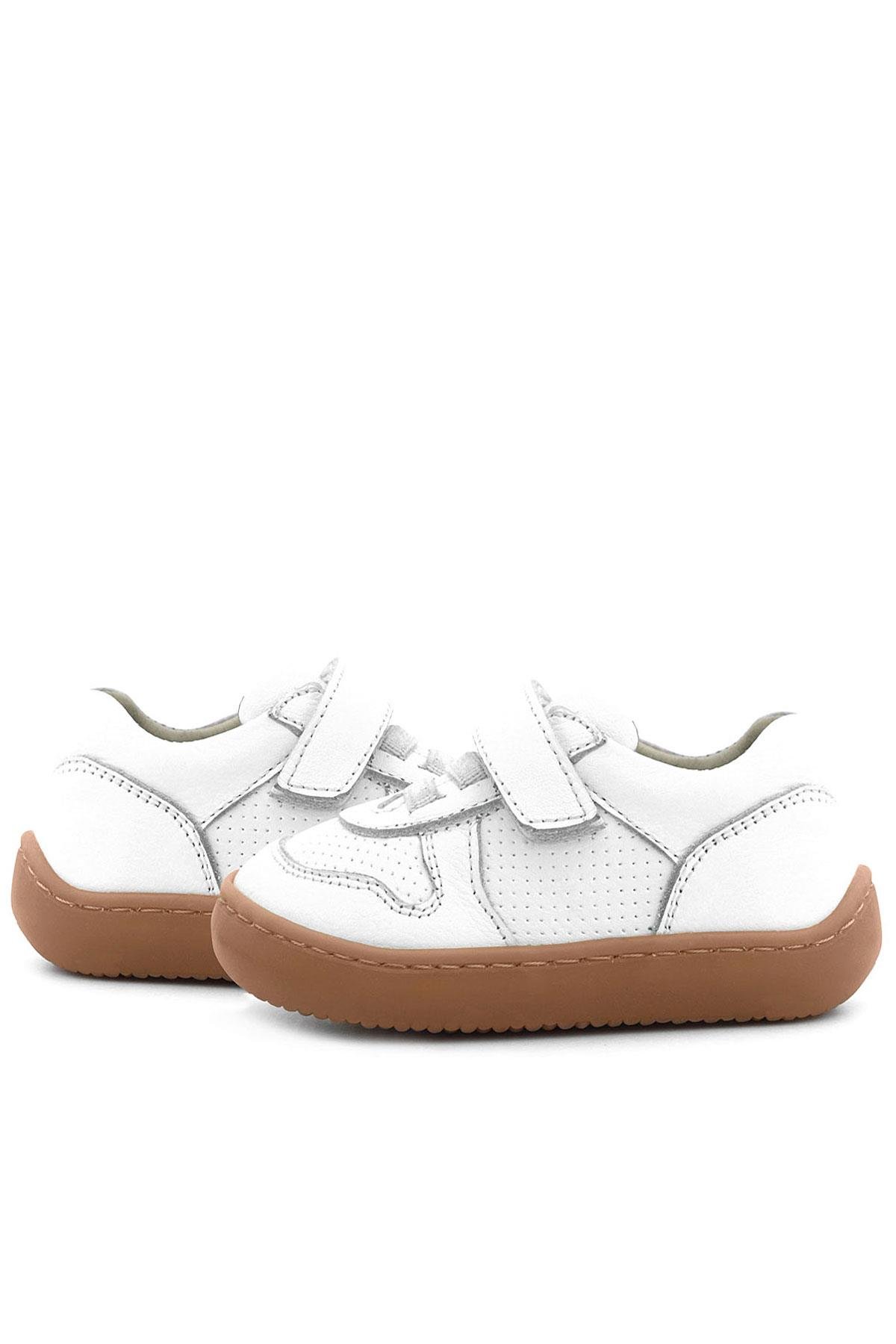 Rakerplus Bob Hakiki Deri Beyaz Barefoot Cırtlı Lastikli Bebek Sneaker Ayakkabı R840-BE.25