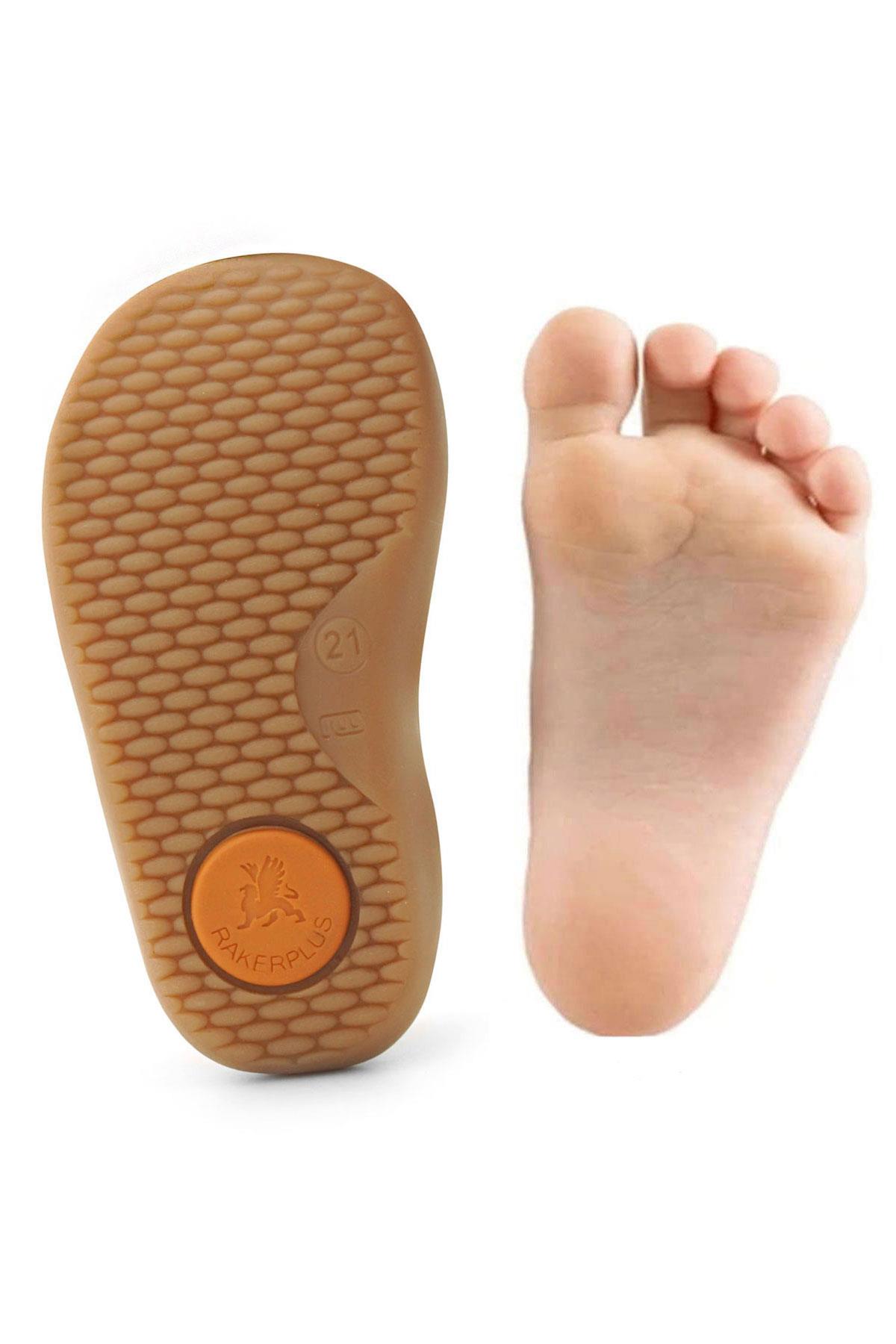 Rakerplus Bob Hakiki Deri Gri Barefoot Cırtlı Lastikli Bebek Sneaker Ayakkabı R840-GR.25