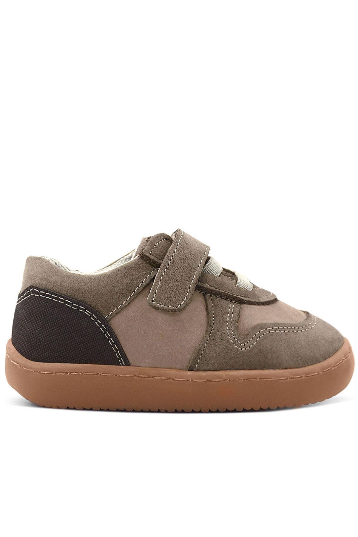 Rakerplus Bob Hakiki Deri Kum Krem Barefoot Cırtlı Lastikli Bebek Sneaker Ayakkabı R840-KMKR.25