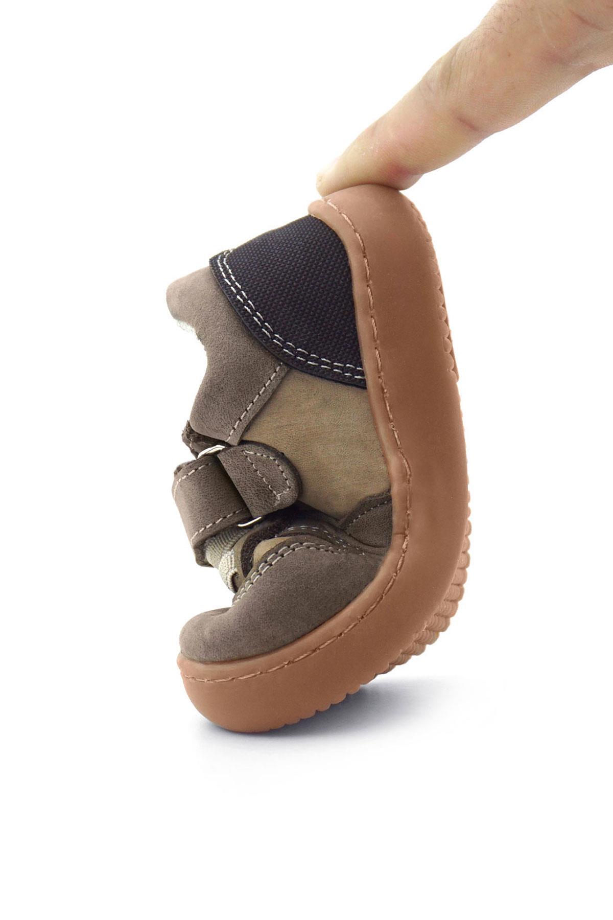 Rakerplus Bob Hakiki Deri Kum Krem Barefoot Cırtlı Lastikli Bebek Sneaker Ayakkabı R840-KMKR.25