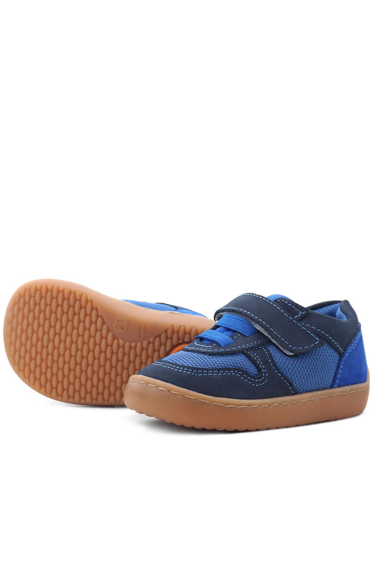 Rakerplus Bob Hakiki Deri Lacivert Mavi Barefoot Cırtlı Lastikli Bebek Sneaker Ayakkabı R840-LMA.25