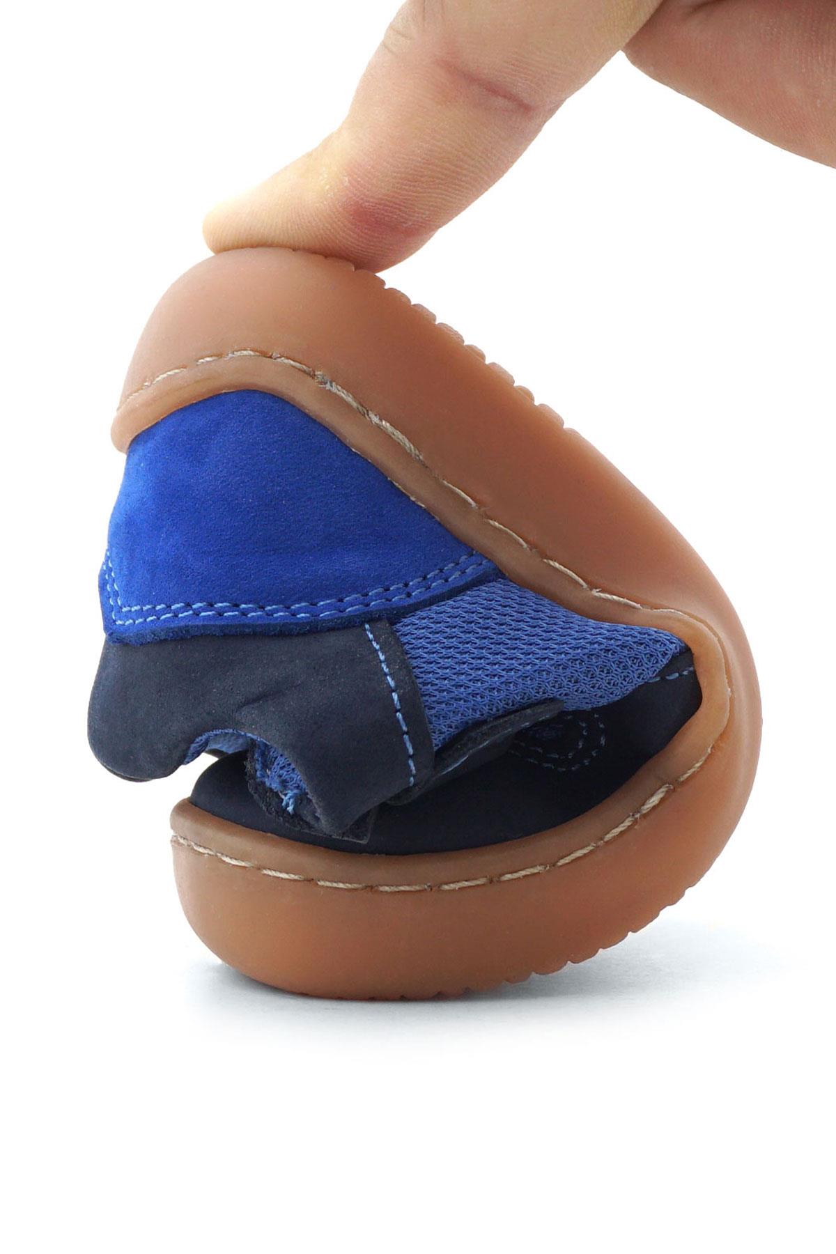 Rakerplus Bob Hakiki Deri Lacivert Mavi Barefoot Cırtlı Lastikli Bebek Sneaker Ayakkabı R840-LMA.25