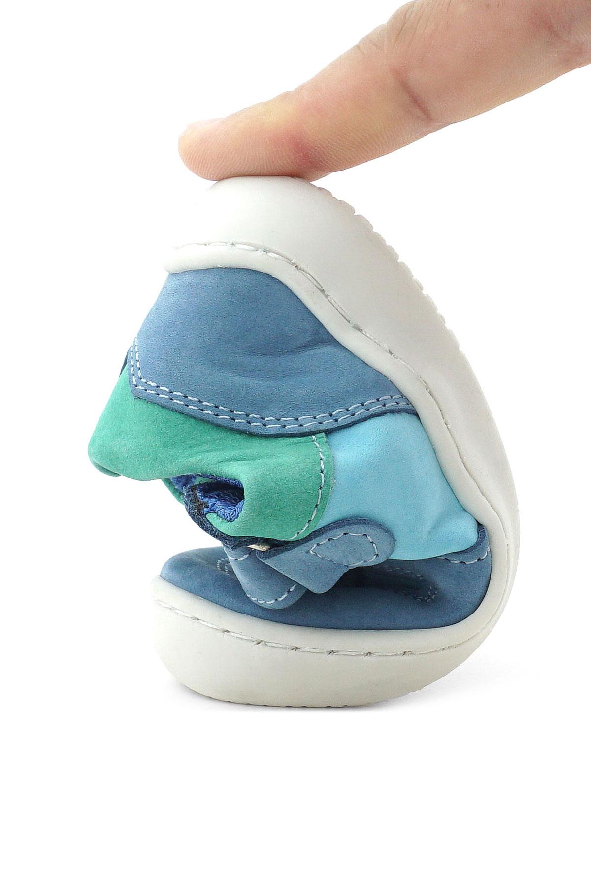 Rakerplus Bob Hakiki Deri Mavi Yeşil Barefoot Cırtlı Lastikli Bebek Sneaker Ayakkabı R840-MAYE.25