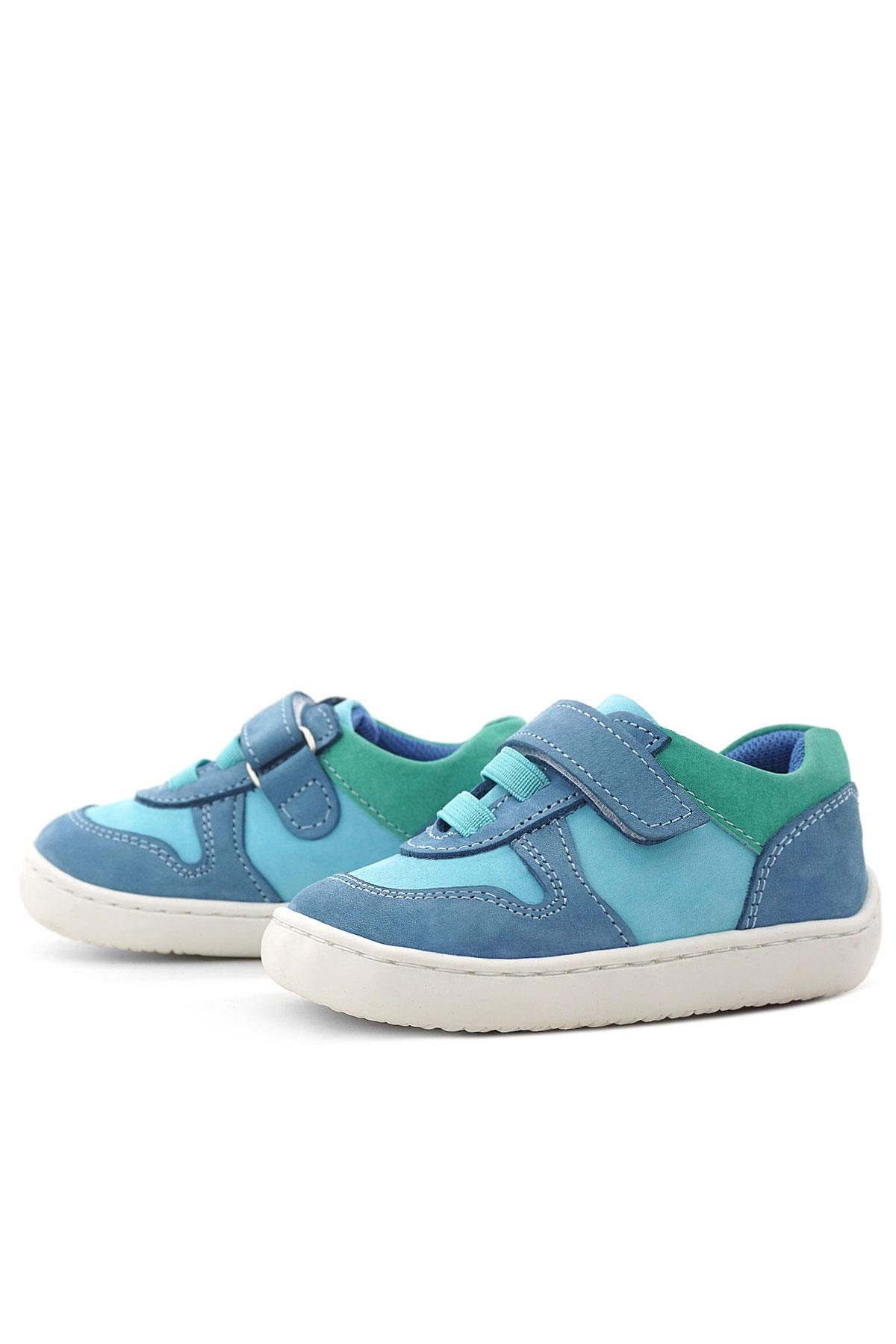 Rakerplus Bob Hakiki Deri Mavi Yeşil Barefoot Cırtlı Lastikli Bebek Sneaker Ayakkabı R840-MAYE.25