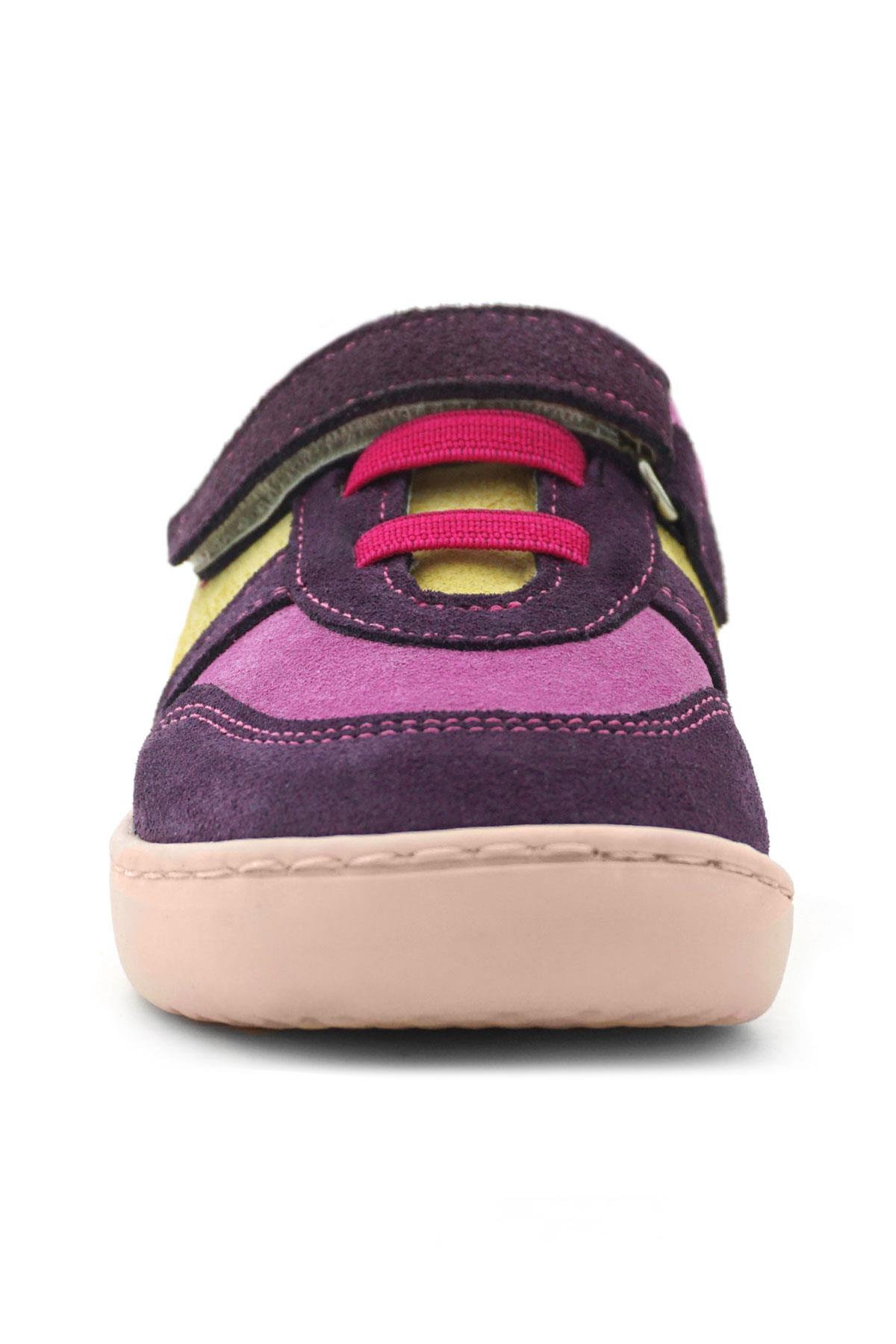 Rakerplus Bob Hakiki Deri Mor Pembe Barefoot Cırtlı Lastikli Bebek Sneaker Ayakkabı R840-MOPSA.25